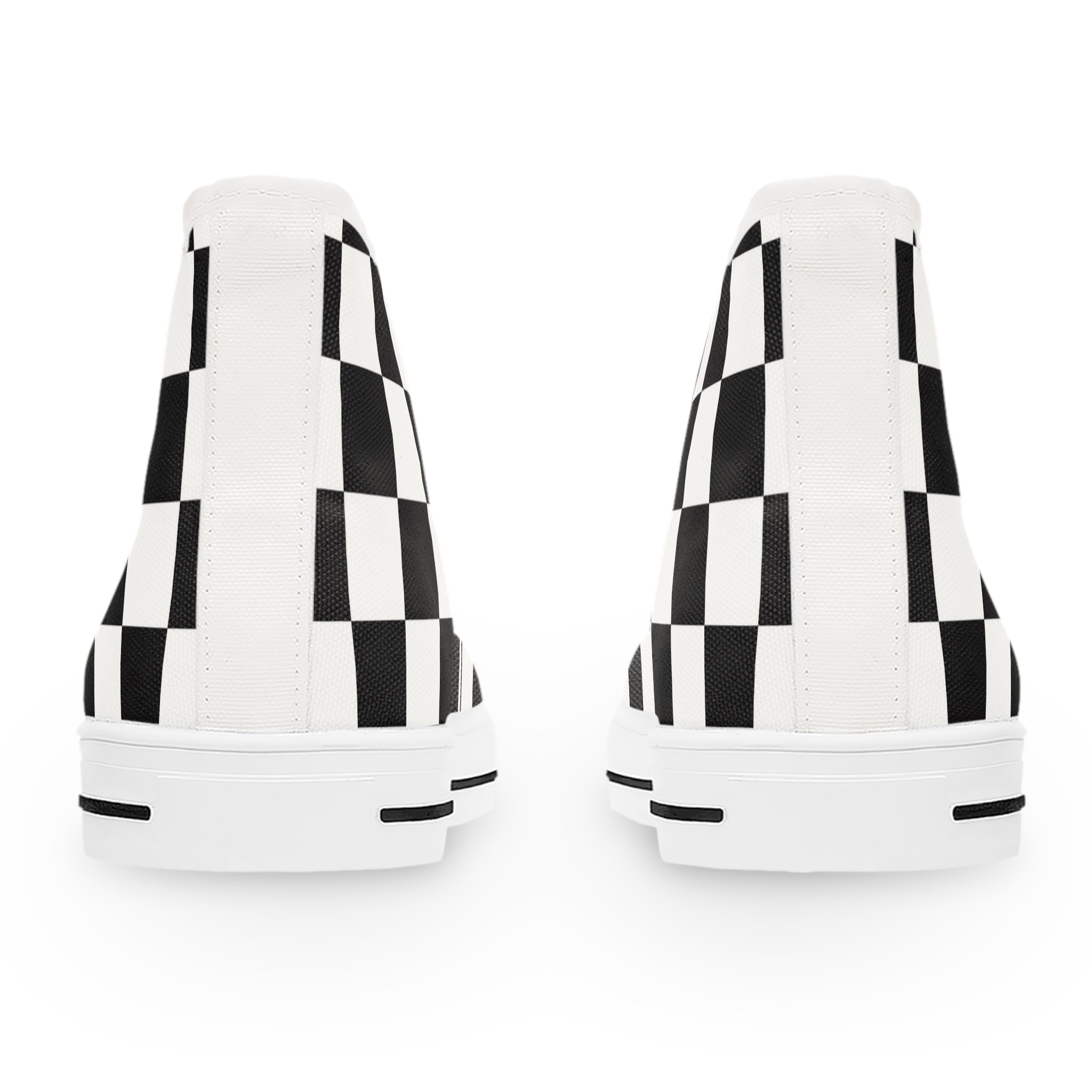 Checkerboard White and Black Women's High Top Sneakers, Artsulli - Art is Long, Life is Short, Shoes, , , , , , , 