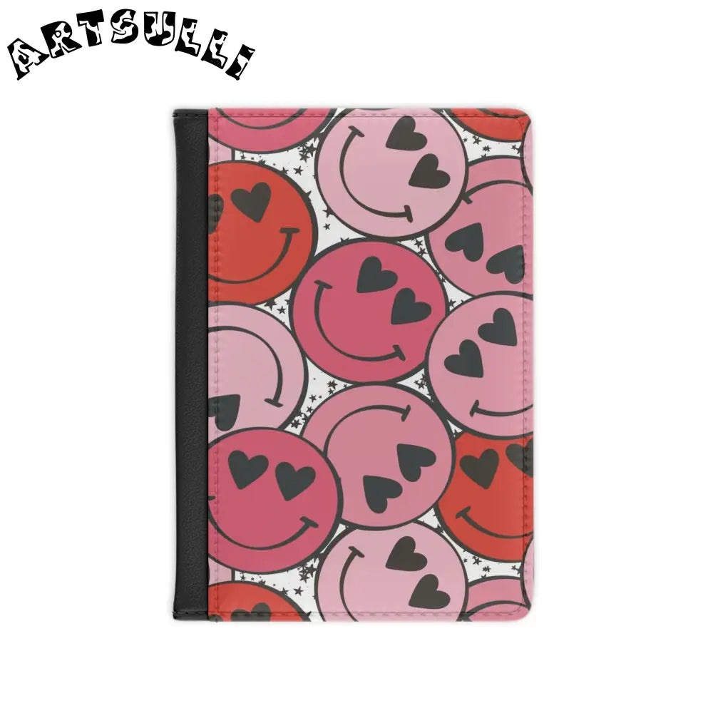 JAKKOUTTHEBXX Smiley Face x Heart Eyes Pink and Red Passport Cover