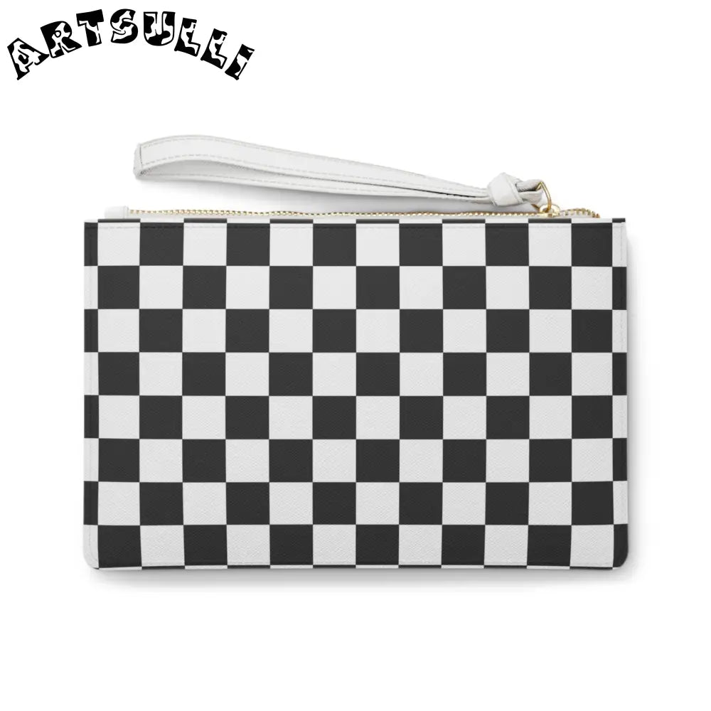 JAKKOUTTHEBXX Checkerboard White and Black Clutch Bag JAKKOUTTHEBXX