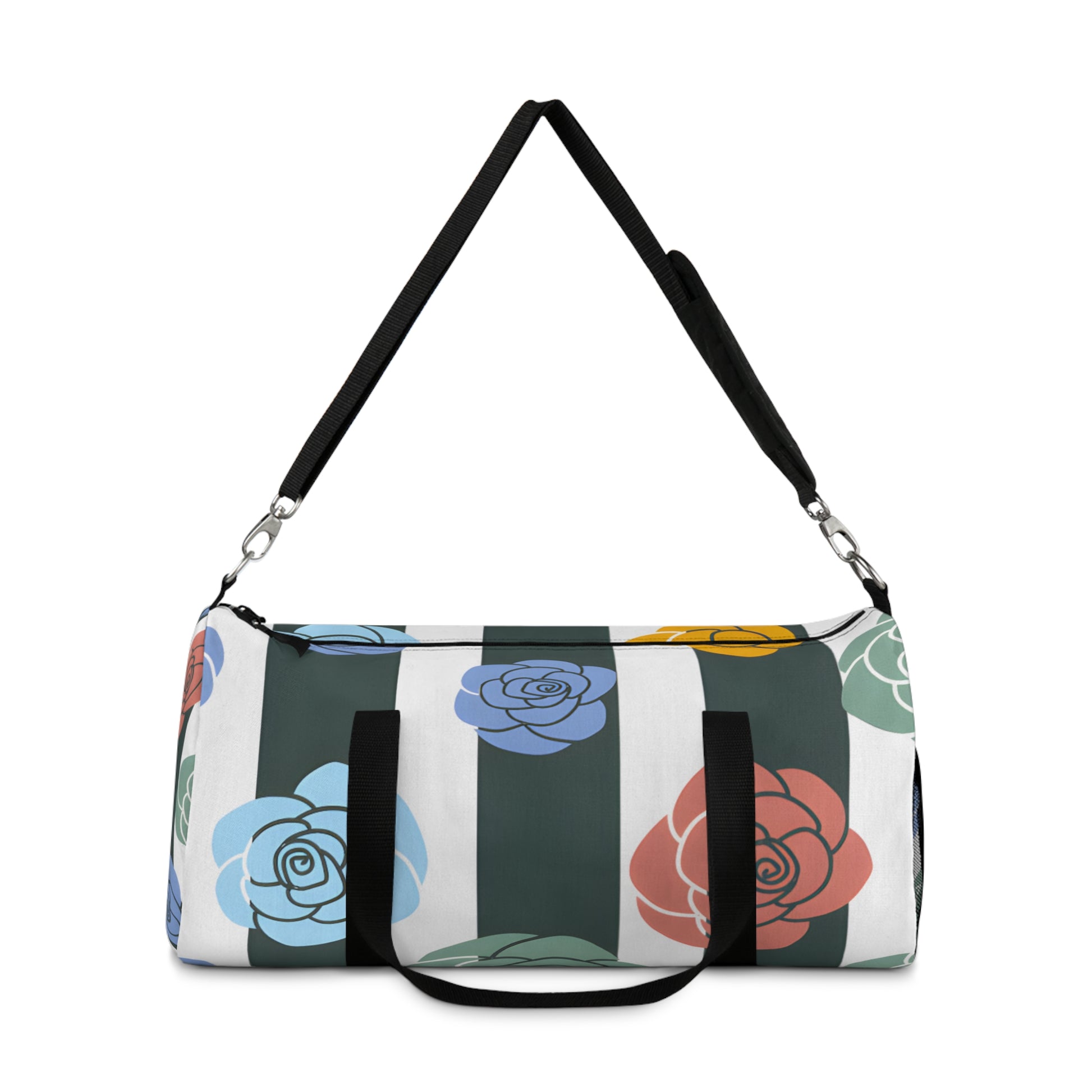 Stripes x Roses Black and White Duffel Bag, Artsulli - Art is Long, Life is Short, Bags, , , , , , , 