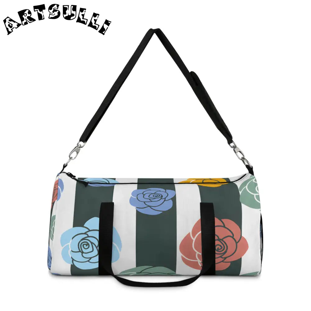 JAKKOUTTHEBXX Stripes x Roses Black and White Duffel Bag