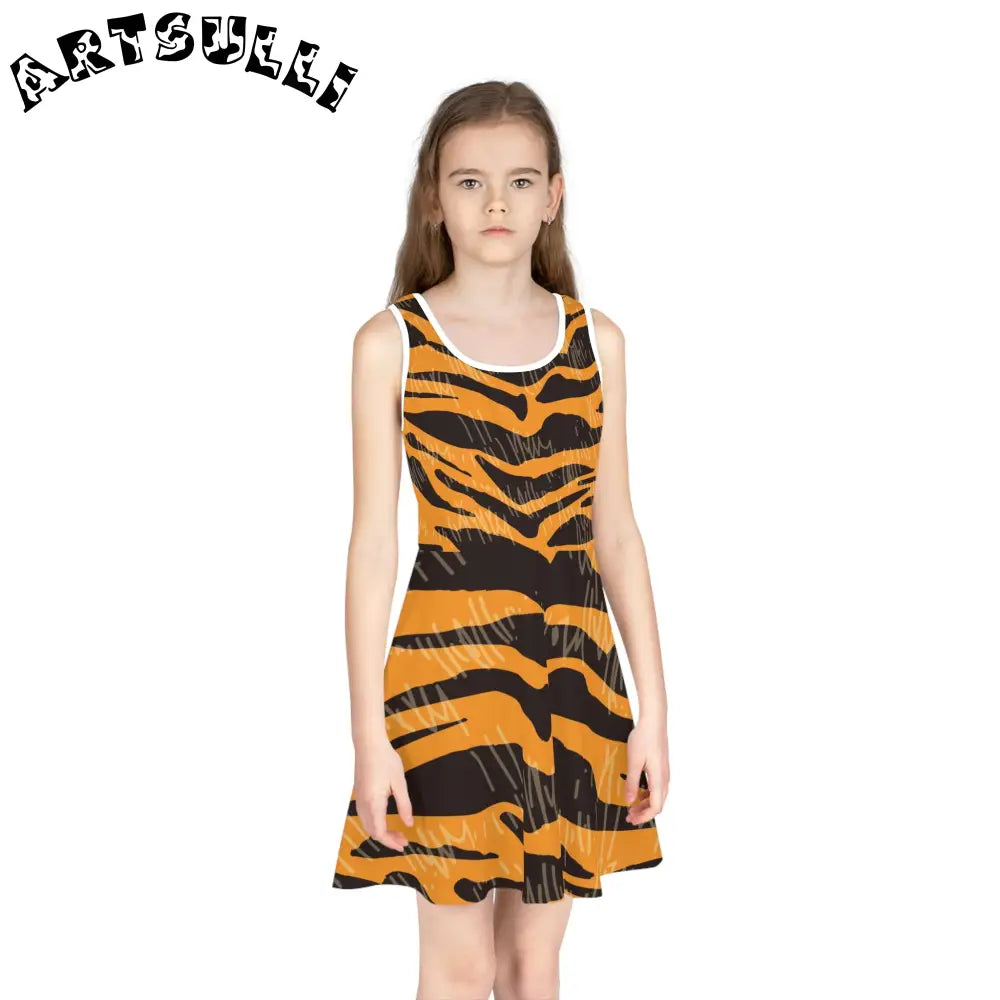 JAKKOUTTHEBXX Tiger Scratches Orange & Black Girls’ Sleeveless