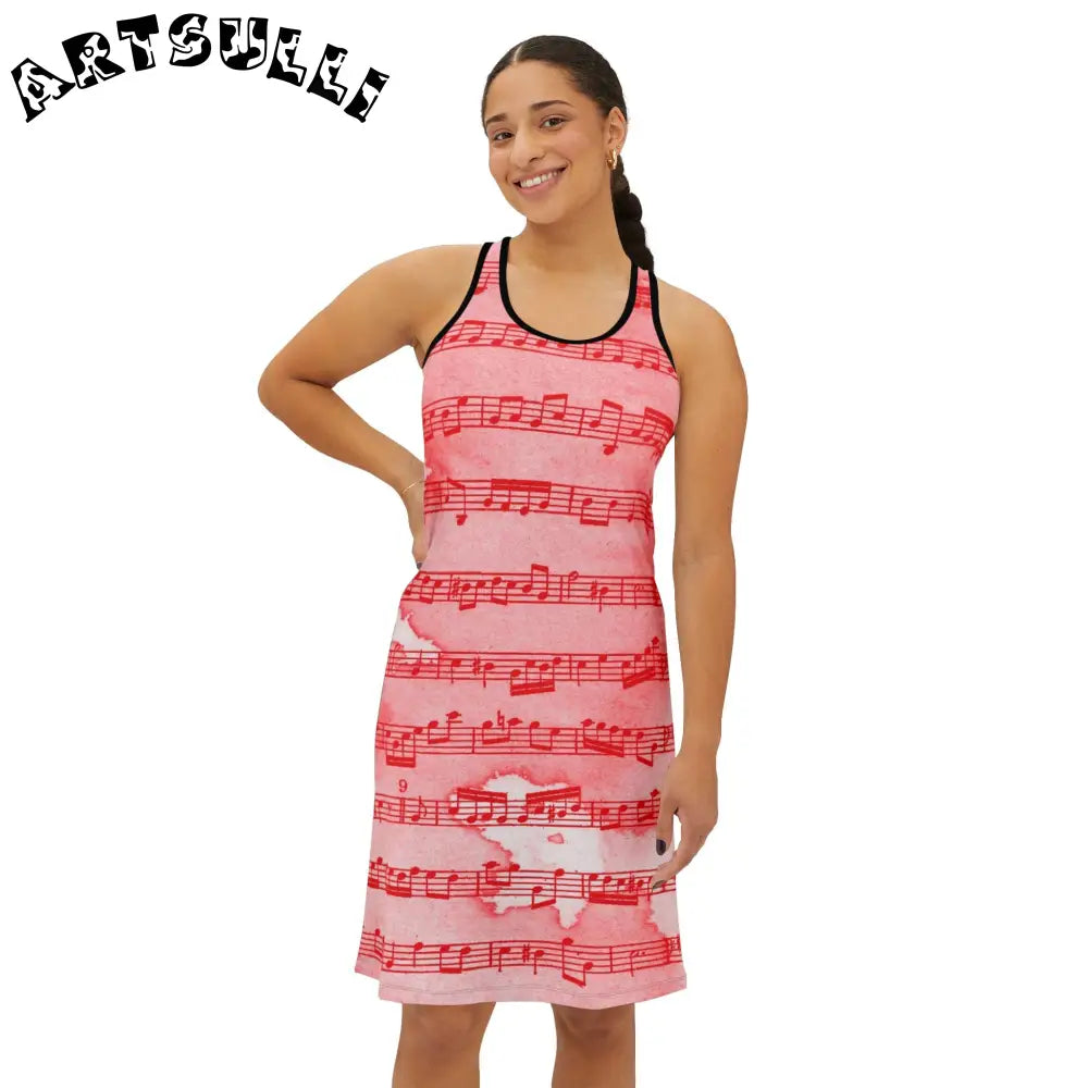 JAKKOUTTHEBXX Pink Musical Notation Sleeveless Dress 2025