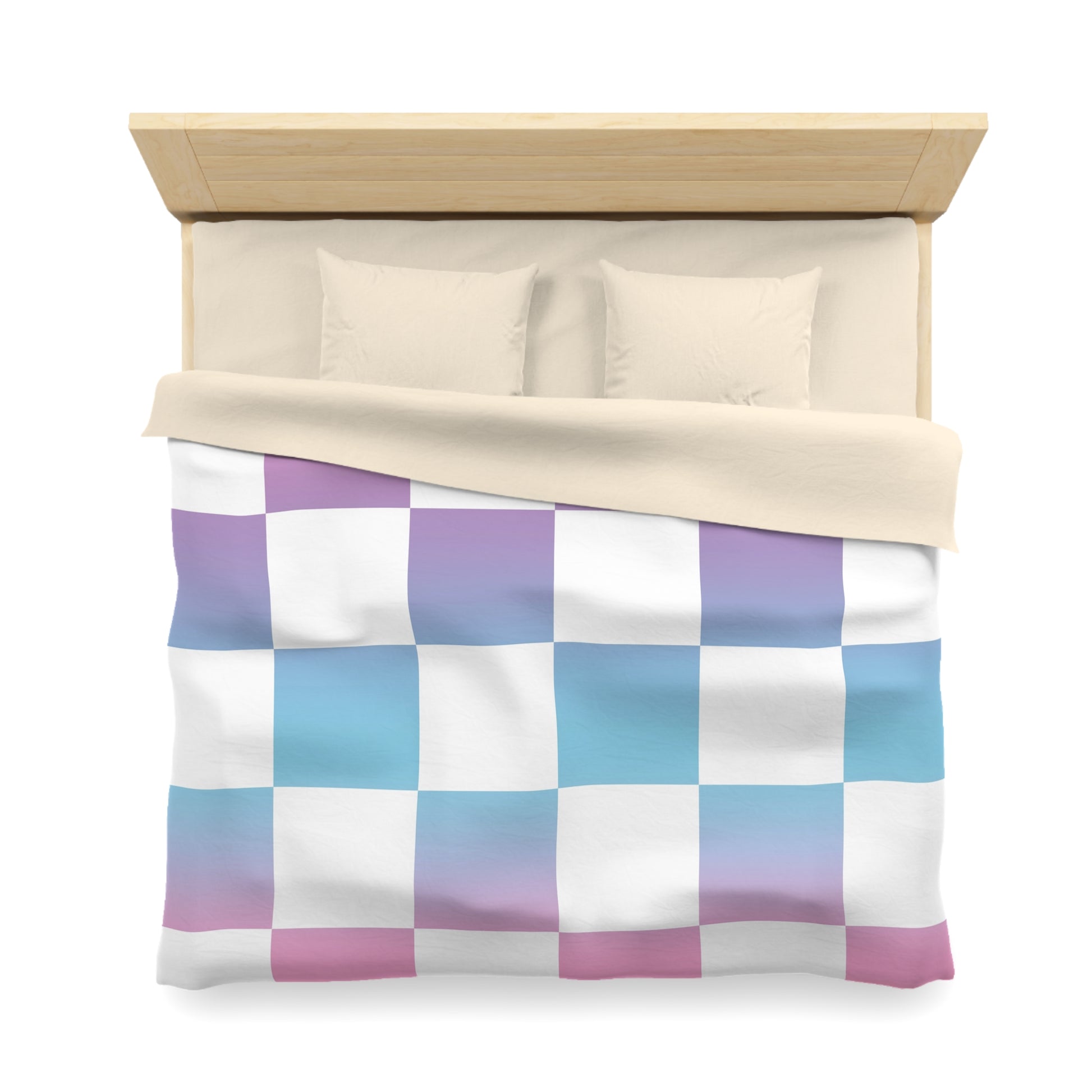 Vaporwave Check Microfiber Duvet Cover, Artsulli - Art is Long, Life is Short, Home Decor, , , , , , , 