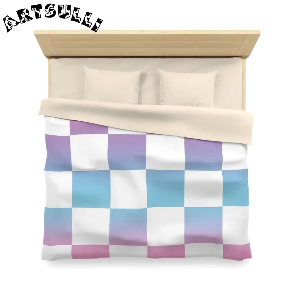 JAKKOUTTHEBXX Vaporwave Check Microfiber Duvet Cover JAKKOUTTHEBXX