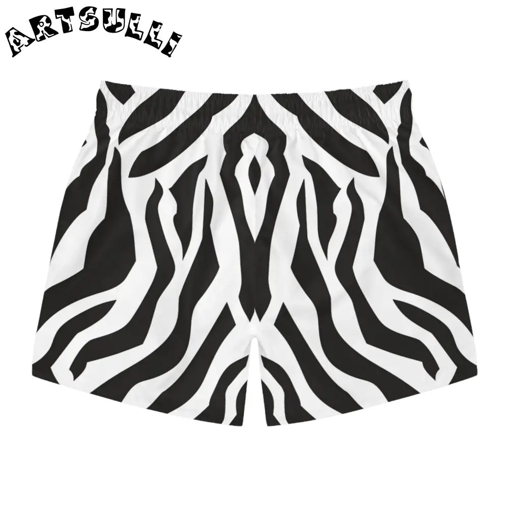 JAKKOUTTHEBXX Black and White Zebra Print Swim Trunks for Summer