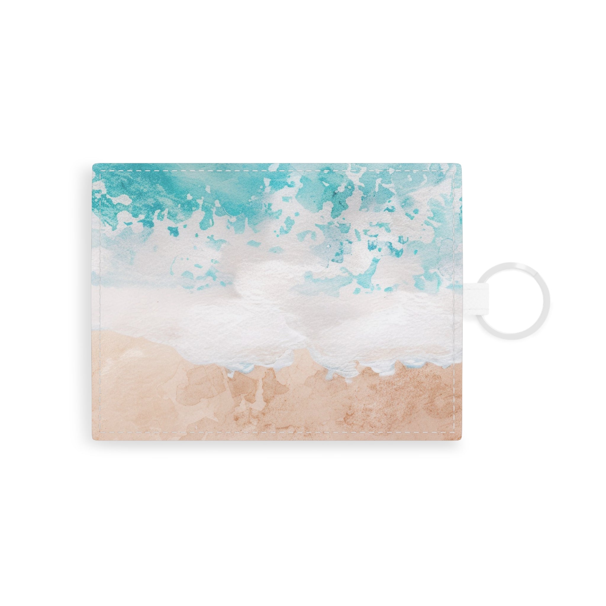 Seashore Saffiano Leather Card Holder, Artsulli - Art is Long, Life is Short, Accessories, Size, One size, Color, White, , , 83416778274115910540
