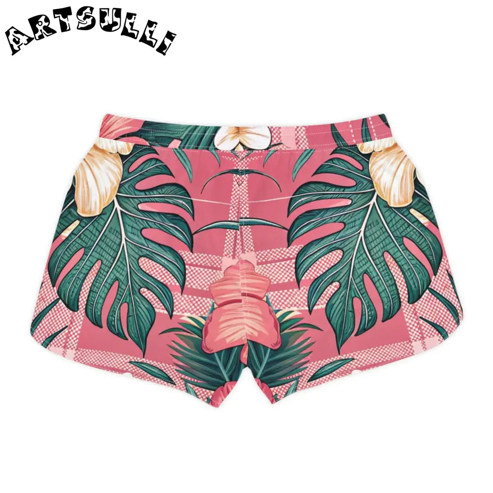 JAKKOUTTHEBXX Plaid x Floral Burgundy Women’s Casual Shorts (AOP)