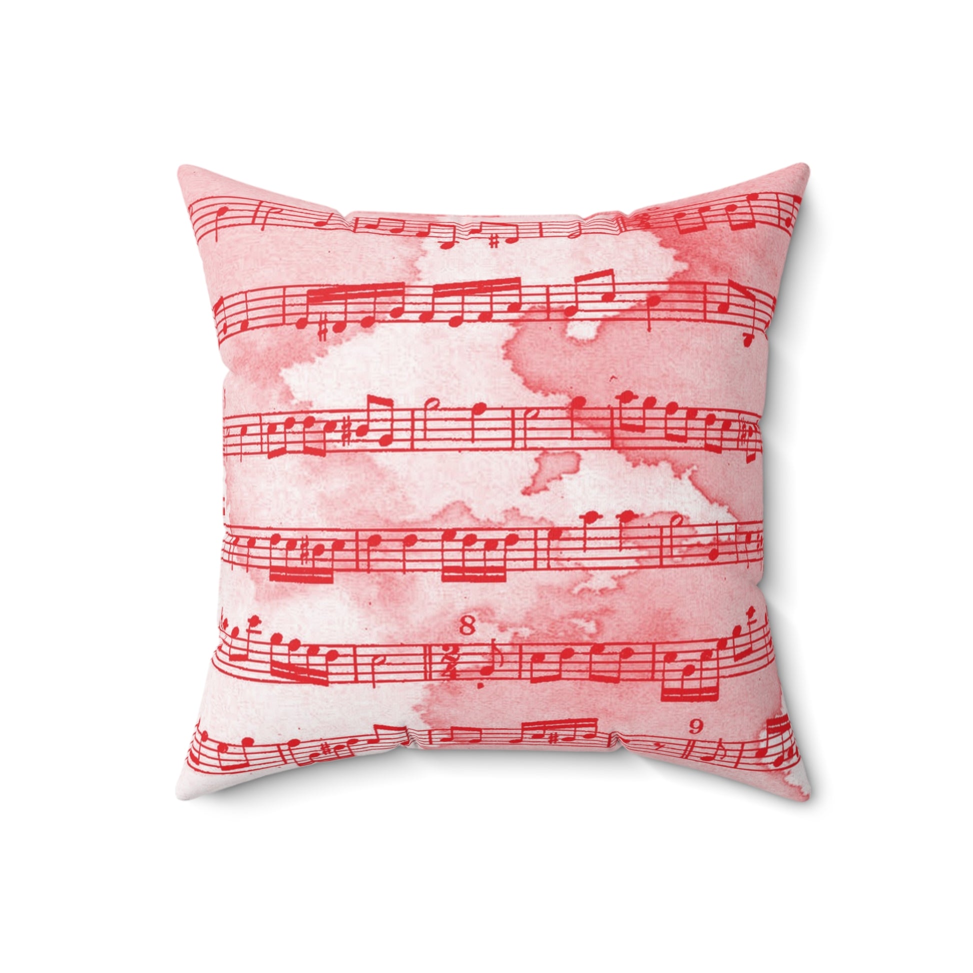 Drip Spill Type Beat Sheet Music II Red Spun Polyester Square Pillow, Artsulli - Art is Long, Life is Short, Home Decor, Size, 18" × 18", , , , , 20044215511700029486