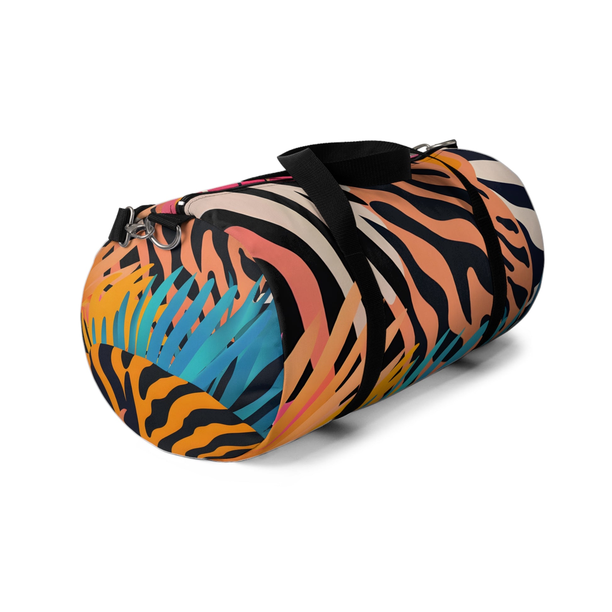 Palm Leaves x Tiger Stripes Orange and Blue Duffel Bag, Artsulli - Art is Long, Life is Short, Bags, , , , , , , 