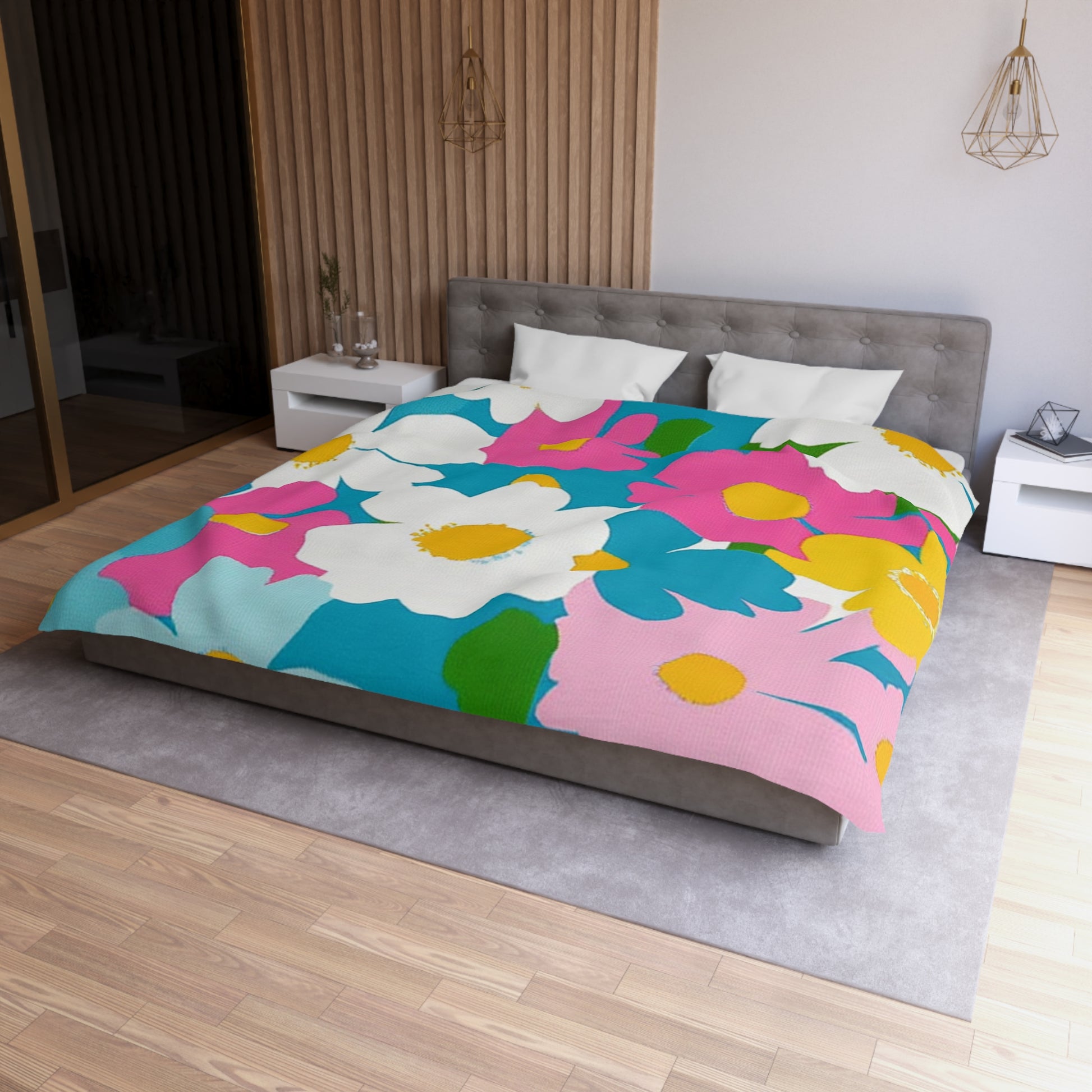 Flowers Multi-Color Microfiber Duvet Cover, Artsulli - Art is Long, Life is Short, Home Decor, , , , , , , 