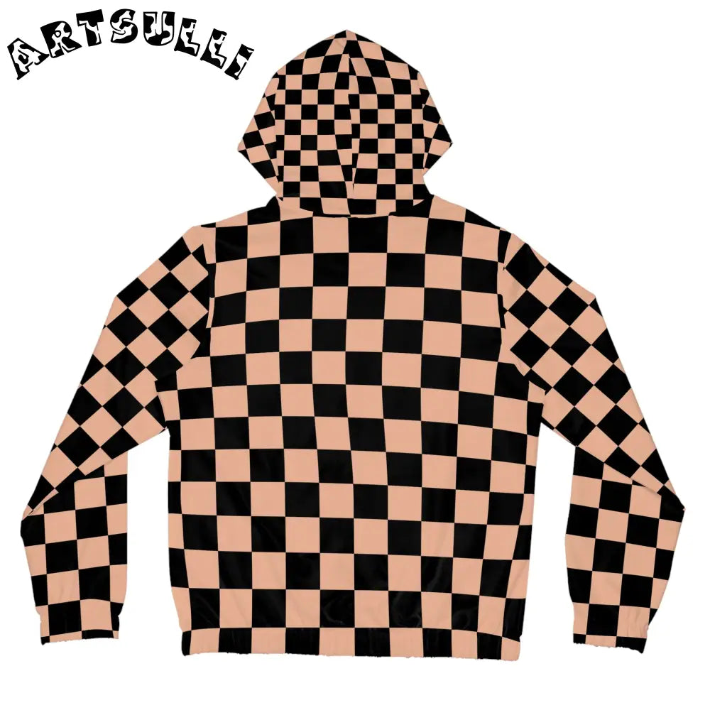 JAKKOUTTHEBXX Checkerboard Soft Orange and Black Women’s Full-Zip