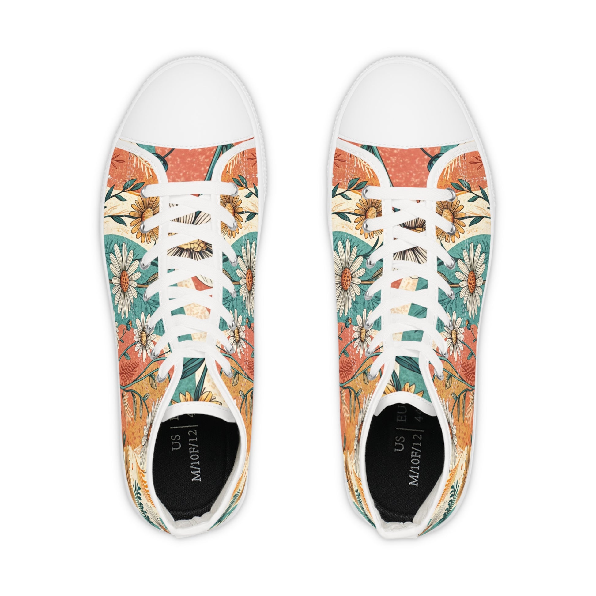 Retro Daisy Dream II Men's High Top Sneakers, Artsulli - Art is Long, Life is Short, Shoes, , , , , , , 