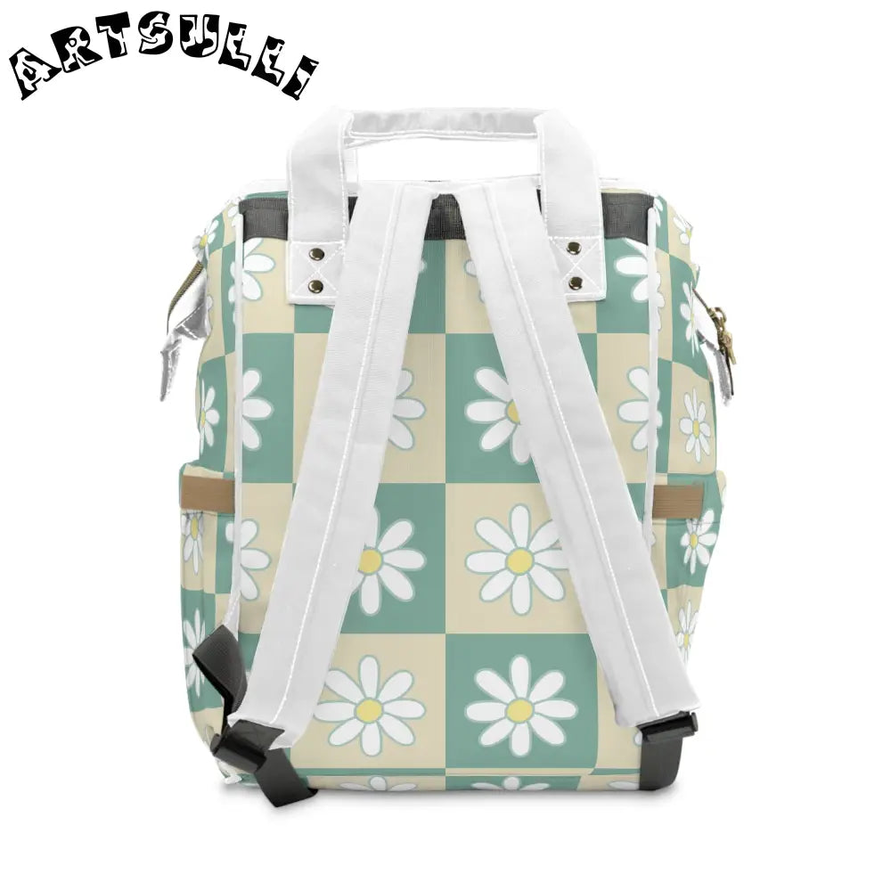 JAKKOUTTHEBXX Retro Daisy Checkerboard Green and Tan Multifunctional