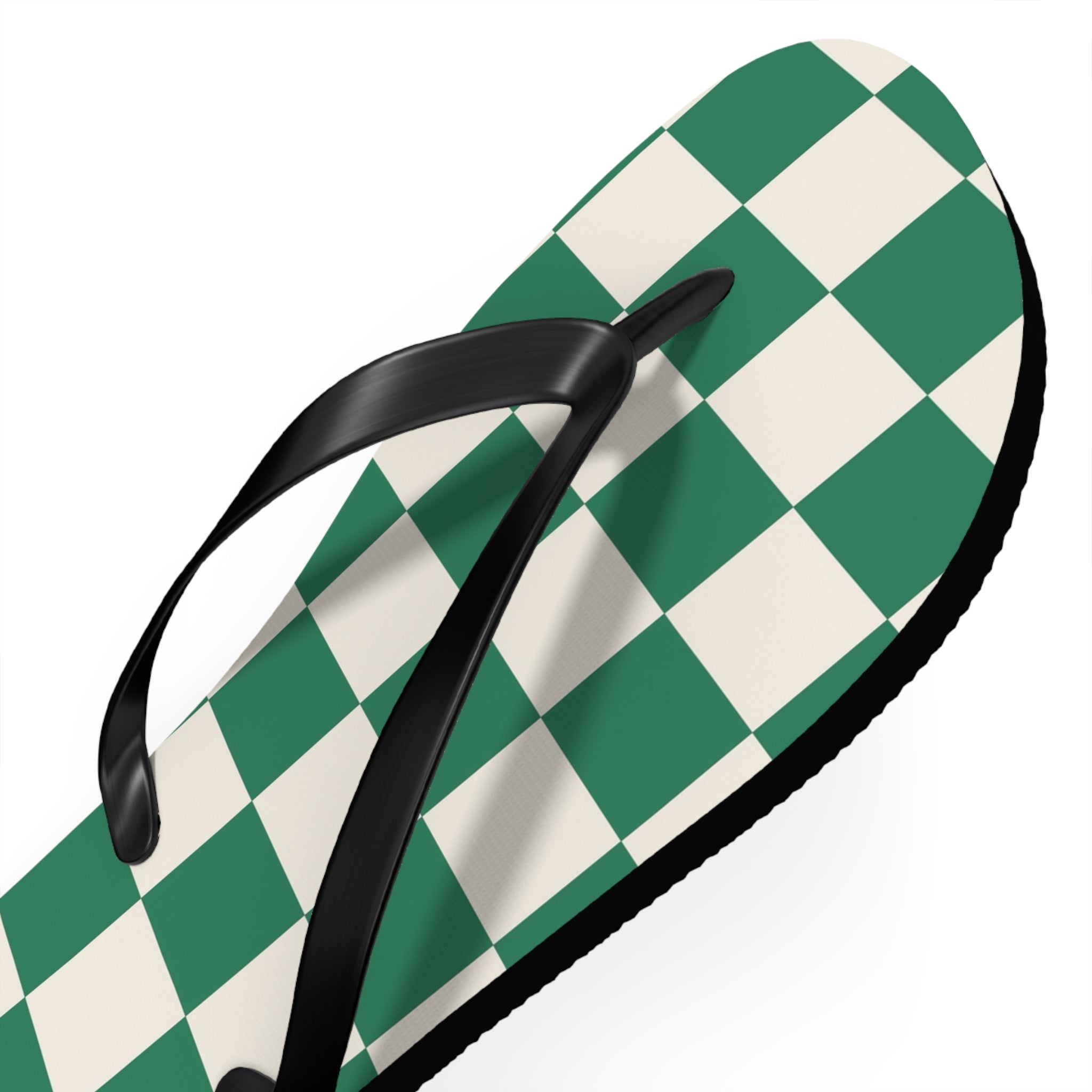 Checkerboard Dark Green Flip Flops, Artsulli - Art is Long, Life is Short, Shoes, , , , , , , 