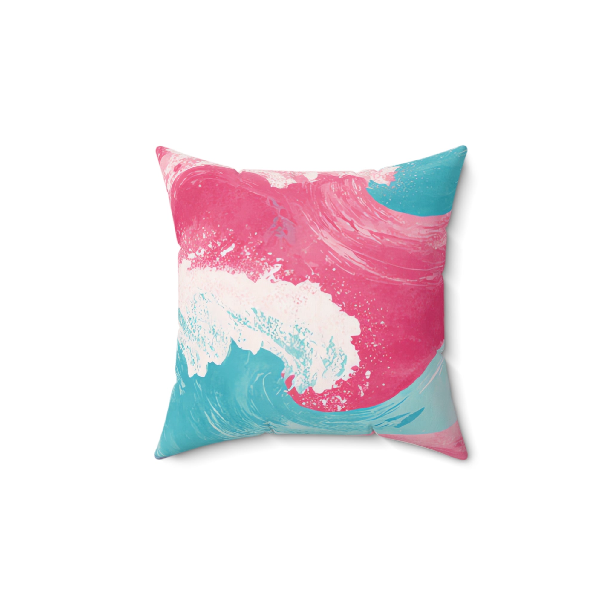 The Great Pastelwave Pink and Blue Spun Polyester Square Pillow, Artsulli - Art is Long, Life is Short, Home Decor, Size, 14" × 14", , , , , 26916992166351433991