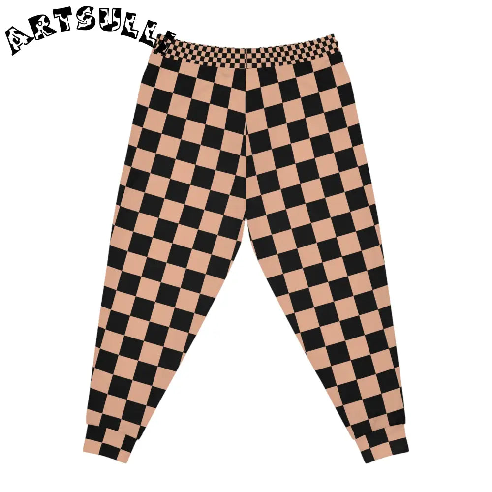 JAKKOUTTHEBXX Checkerboard Soft Orange and Black Athletic Joggers