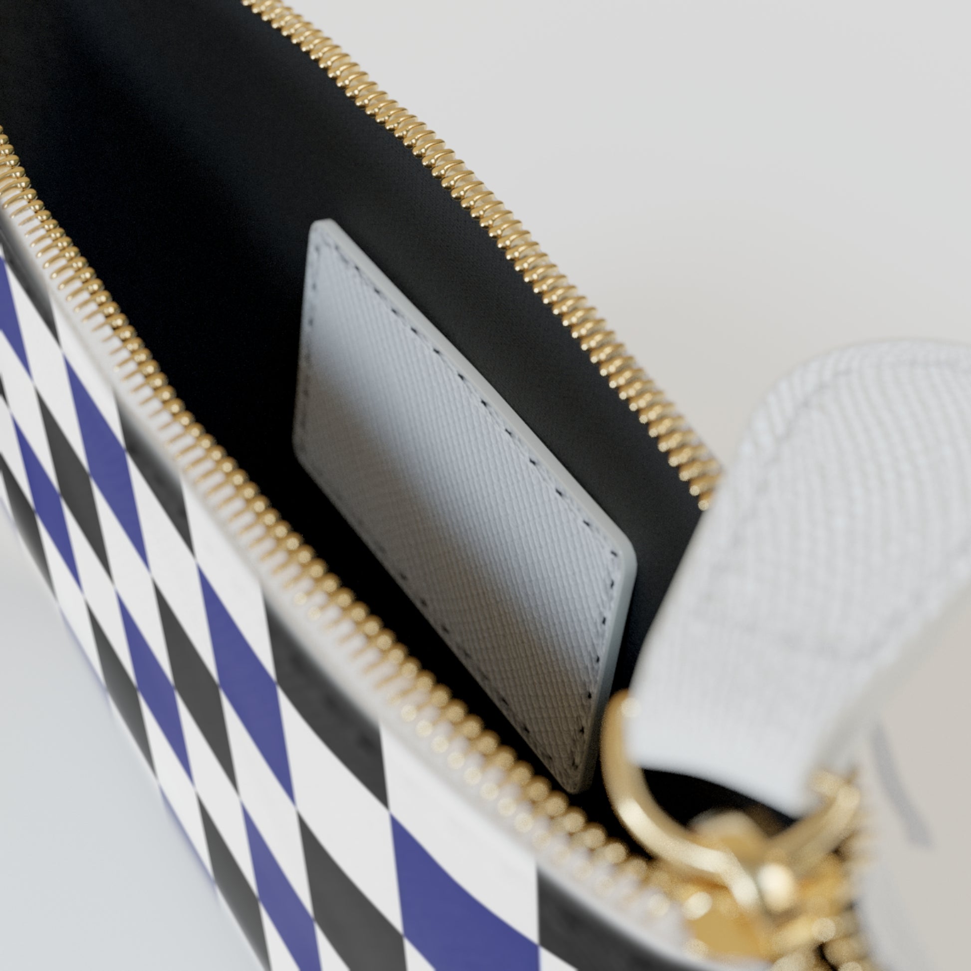 Checkerboard Blue White and Black Mini Clutch Bag, Artsulli - Art is Long, Life is Short, Bags, , , , , , , 