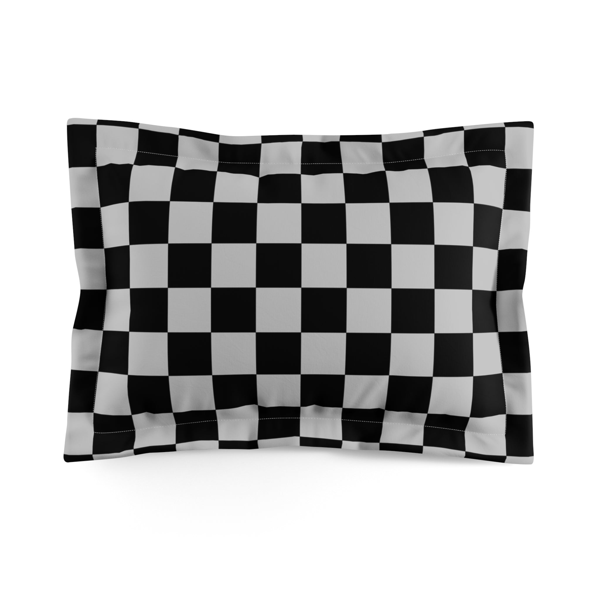 Checkerboard Dada Black and Light Gray Microfiber Pillow Sham, Artsulli - Art is Long, Life is Short, Home Decor, Size, Standard, , , , , 13838384155709902119