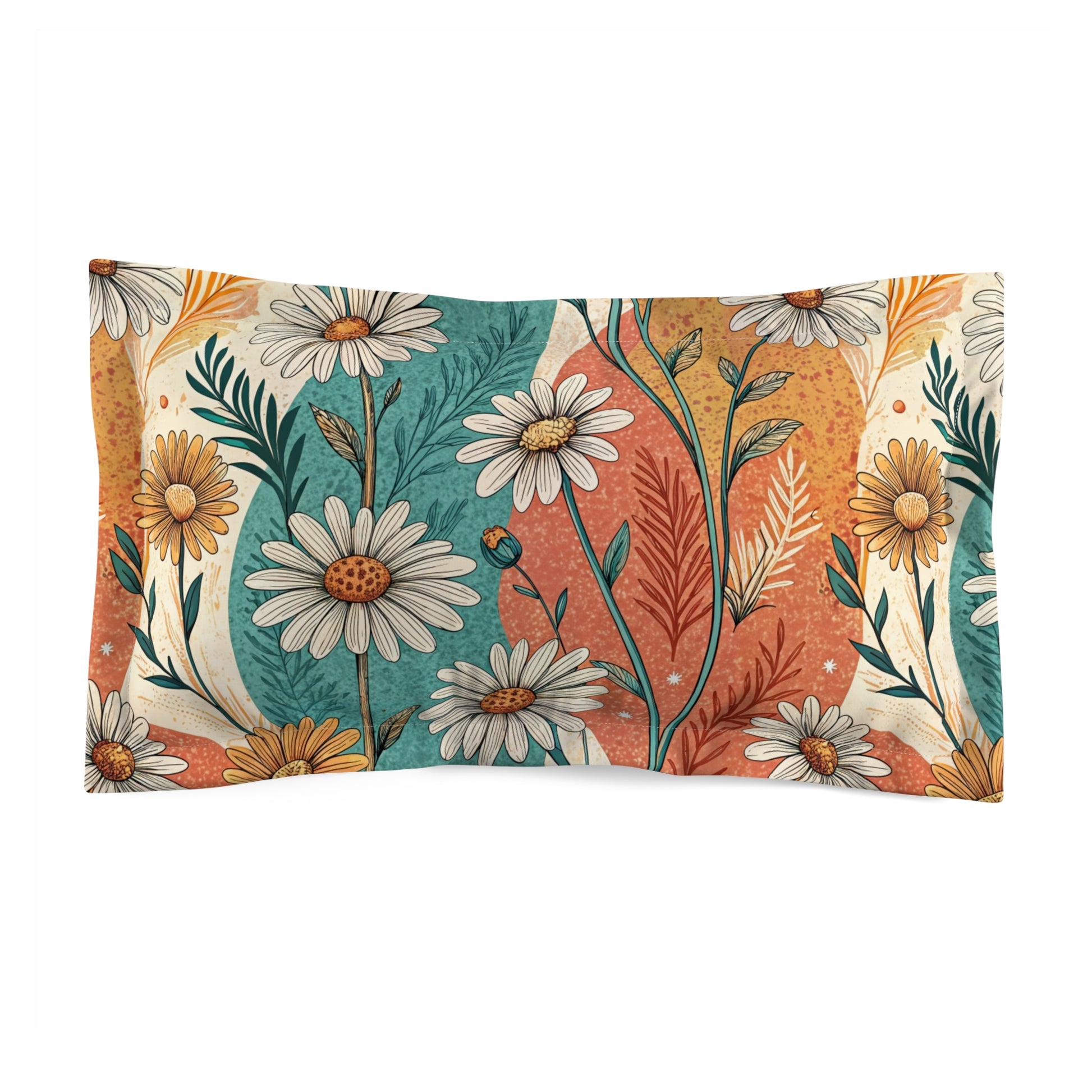 Retro Daisy Dream Microfiber Pillow Sham, Artsulli - Art is Long, Life is Short, Home Decor, Size, King, , , , , 19418908005083097883