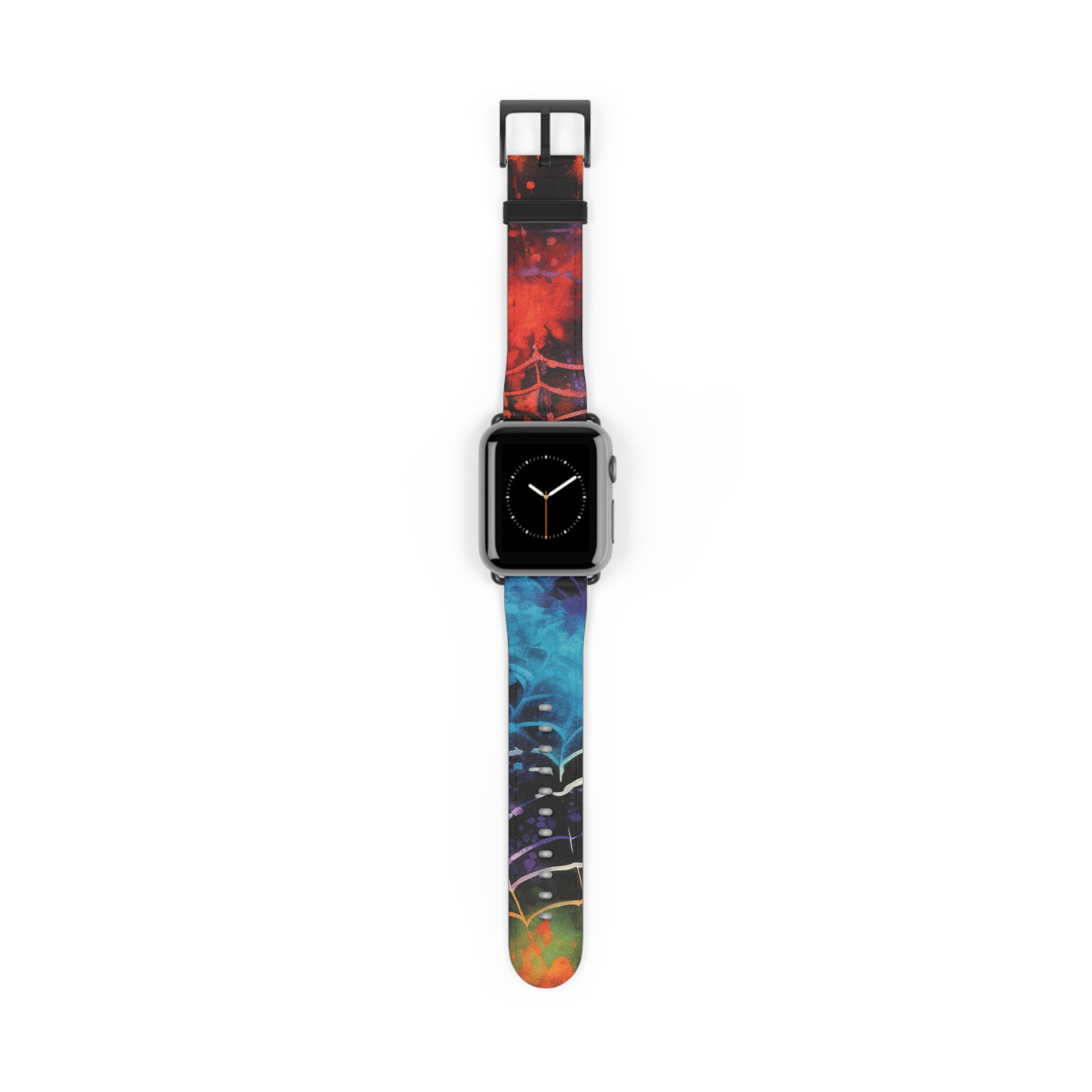 Spider Web Tie Dye III Emphasizing the Visuals Watch Band, Artsulli - Art is Long, Life is Short, Accessories, Size, 38 - 41 mm, Color, Black Matte, , , 22756320609576323229