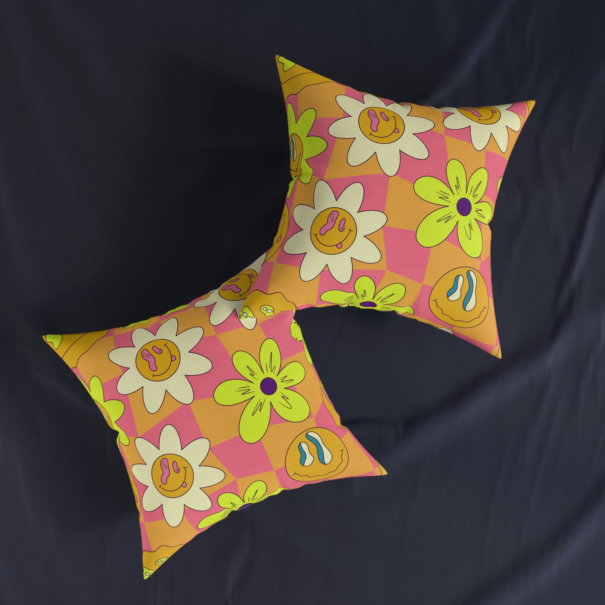 Trippy Sour Face Rave Square Pillow, Artsulli - Art is Long, Life is Short, Home Decor, , , , , , , 