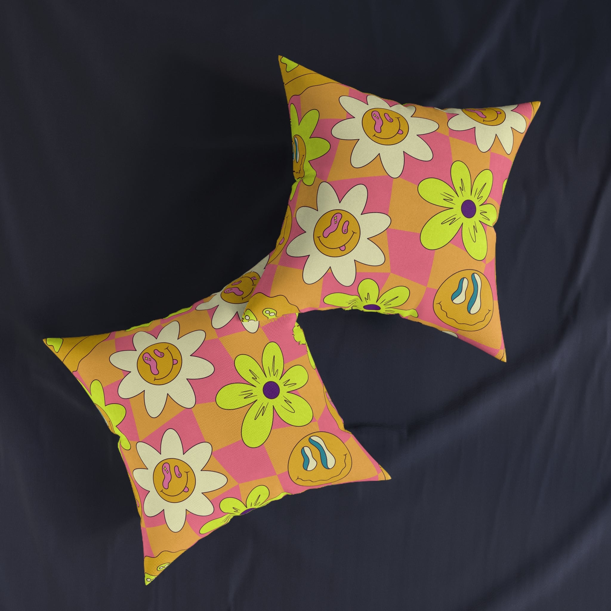 Trippy Sour Face Rave Square Pillow, Artsulli - Art is Long, Life is Short, Home Decor, , , , , , , 