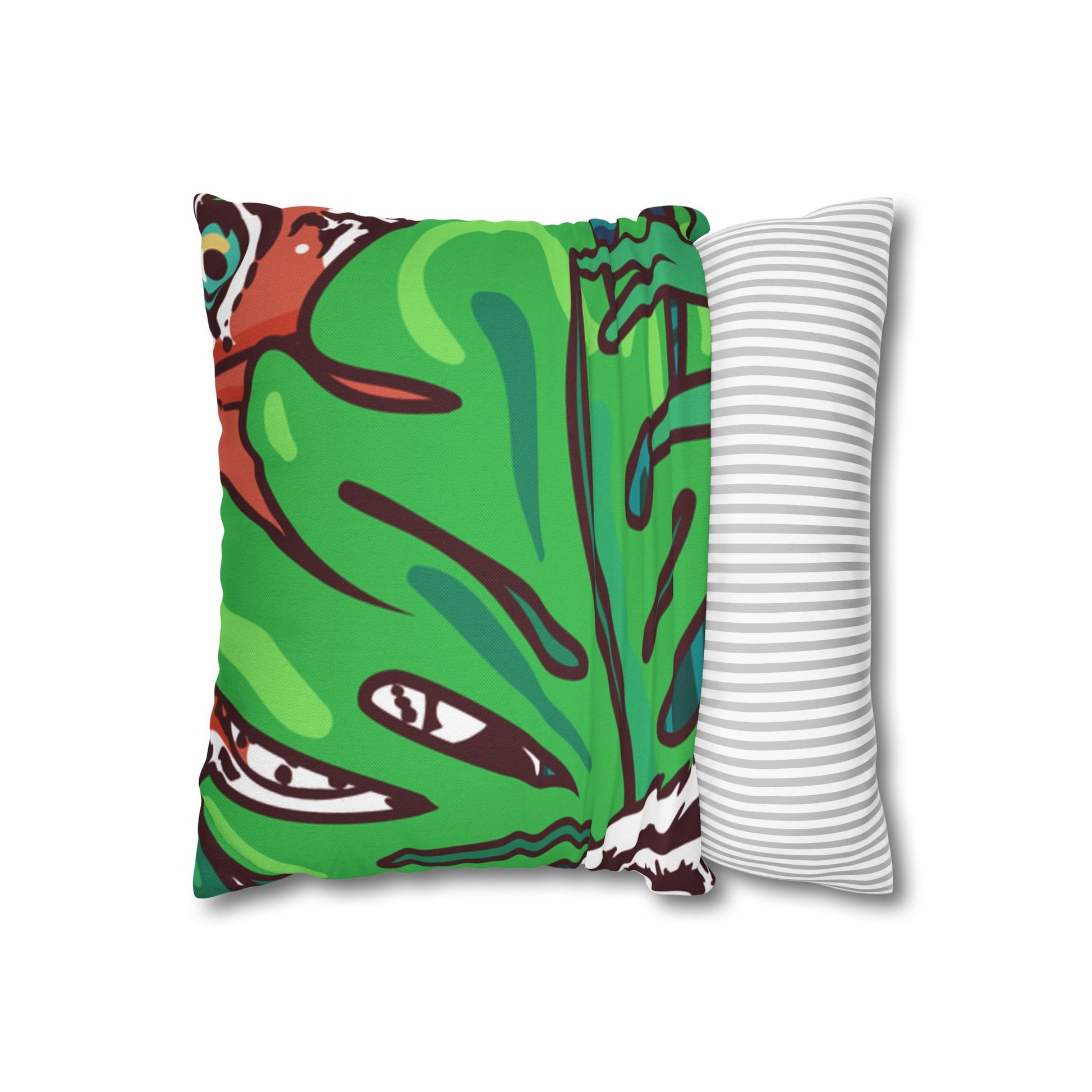 Tropical Jungle Tigers Blue and Green Spun Polyester Square Pillowcase, Artsulli - Art is Long, Life is Short, Home Decor, , , , , , , 