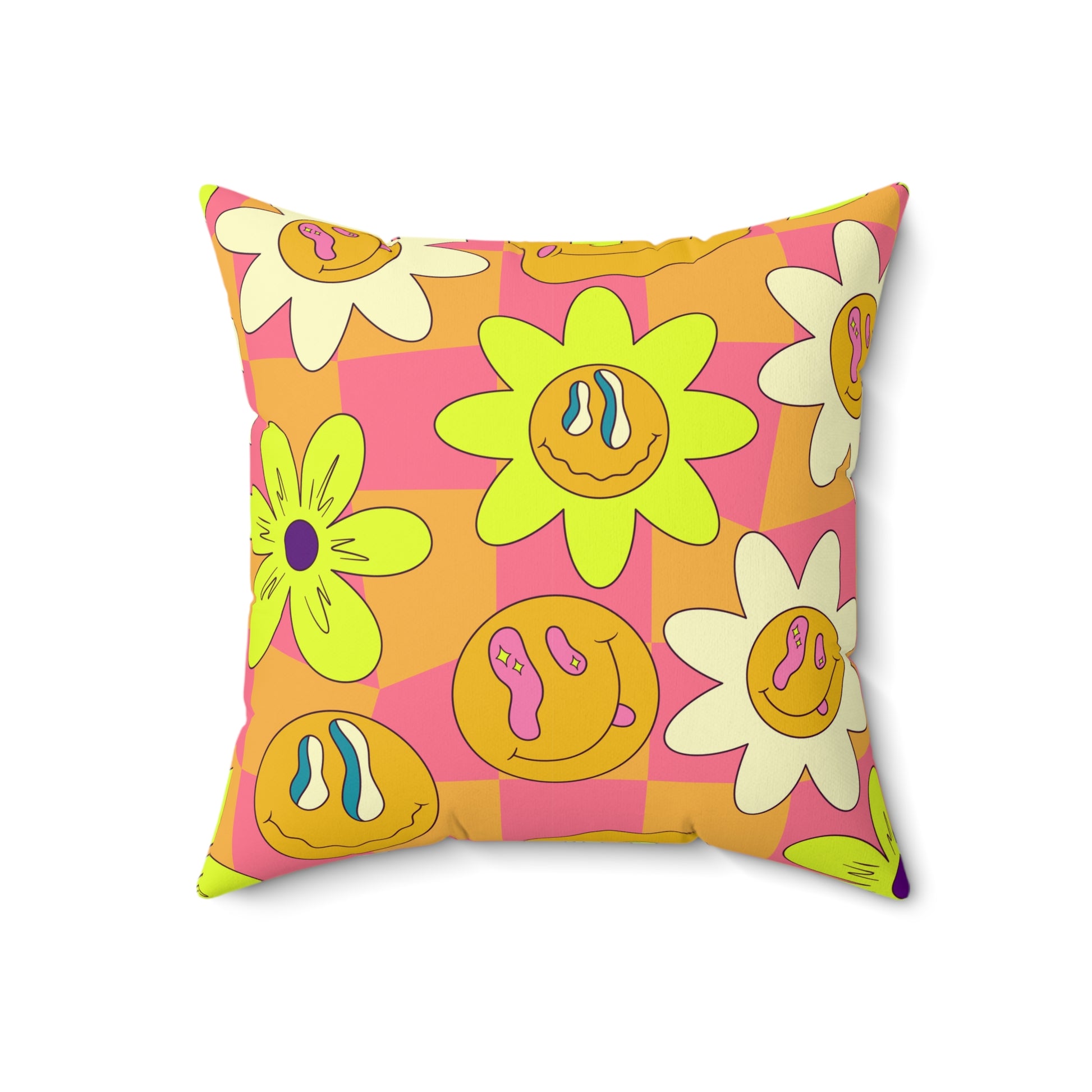 Trippy Sour Face Rave Spun Polyester Square Pillow, Artsulli - Art is Long, Life is Short, Home Decor, , , , , , , 