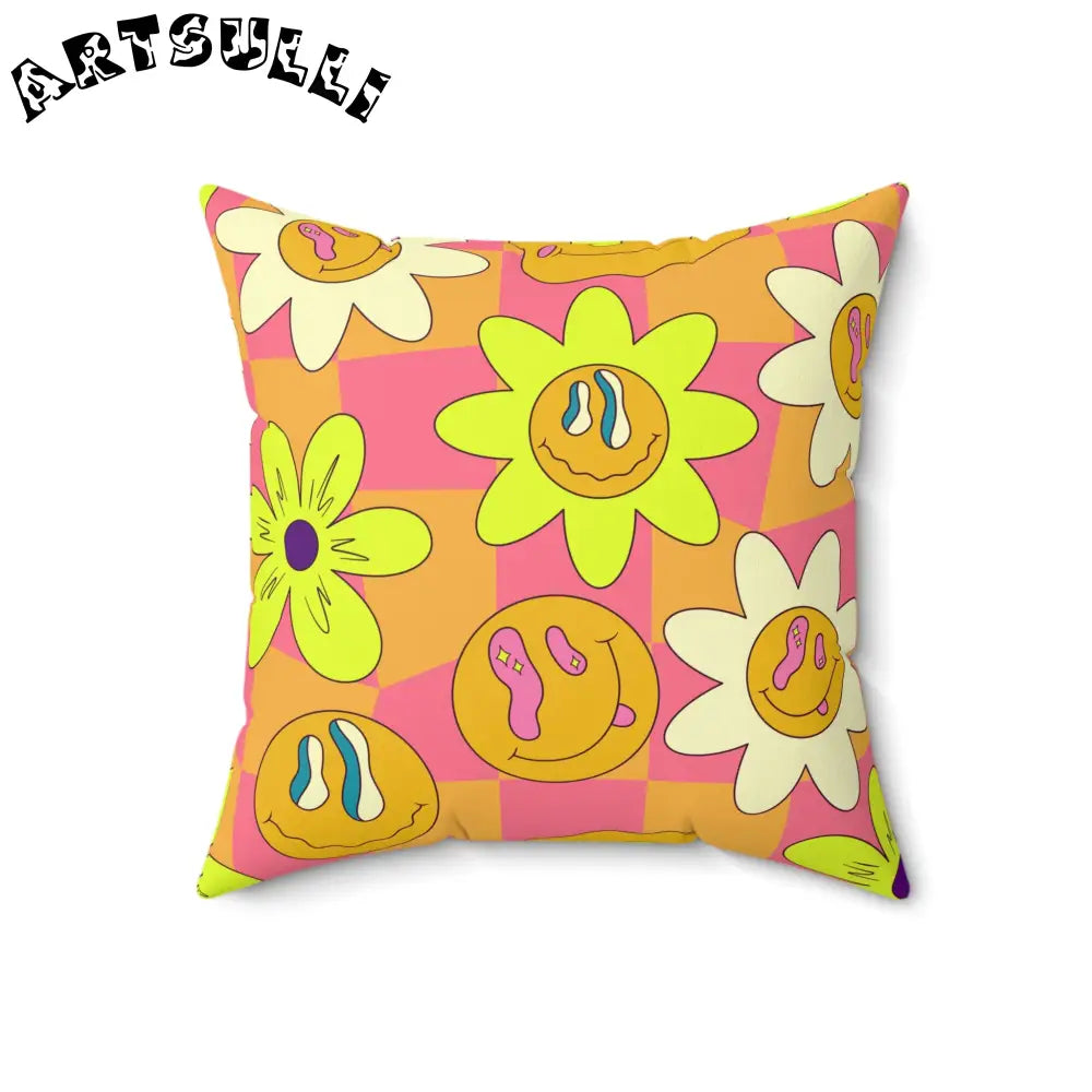 JAKKOUTTHEBXX Trippy Sour Face Rave Spun Polyester Square Pillow