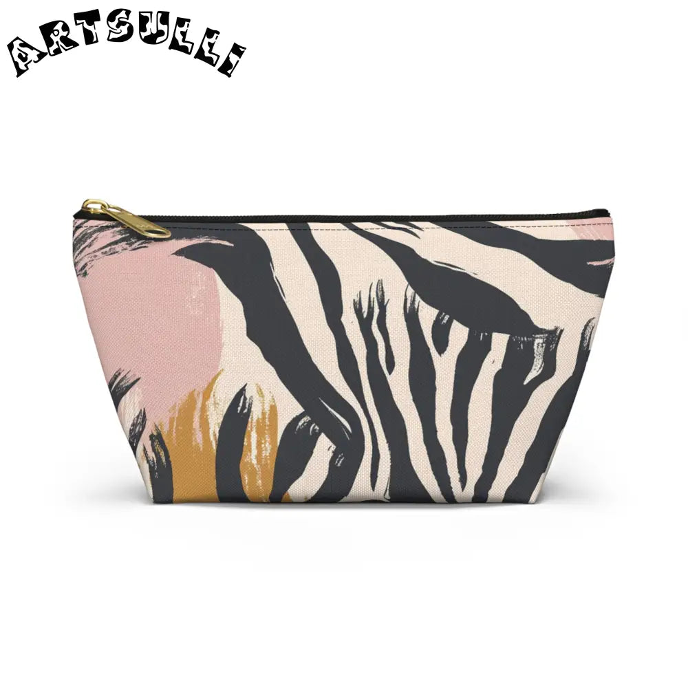 JAKKOUTTHEBXX Zebra Stripe And Brushstroke Cosmetic Pouch In Pink