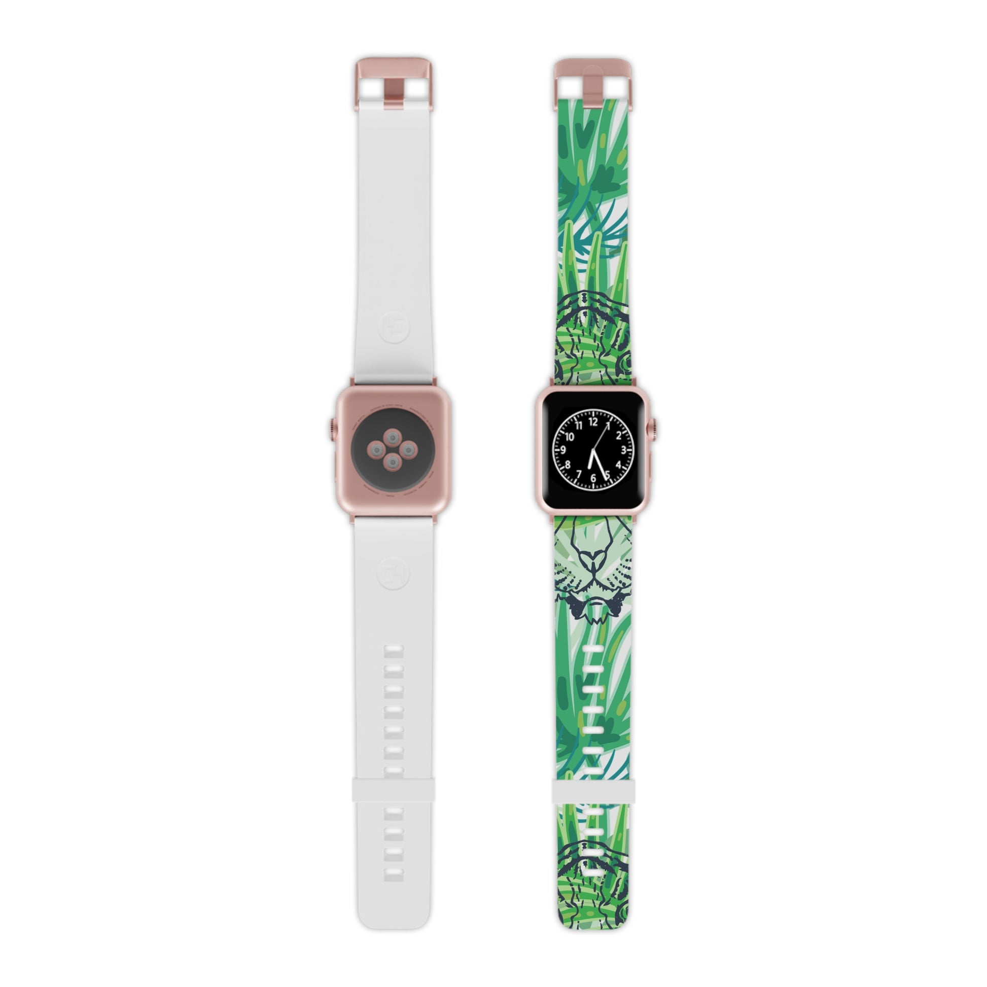 Tropical Jungle Tigers Green Watch Band for Apple Watch, Artsulli - Art is Long, Life is Short, Accessories, Size, 8'' × 0.75'' / 38 - 40 mm, Color, Rose Gold, , , 14872189489215
