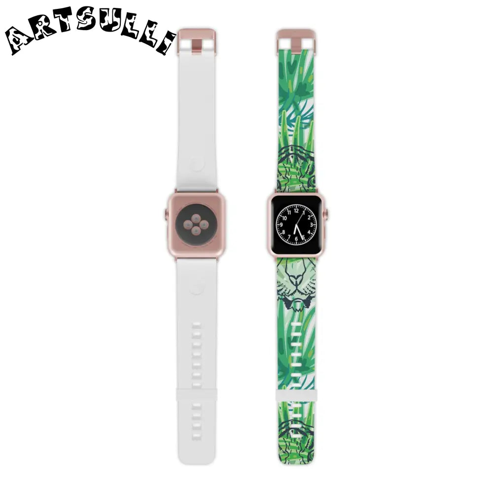 JAKKOUTTHEBXX Tropical Jungle Tigers Green Watch Band for Apple