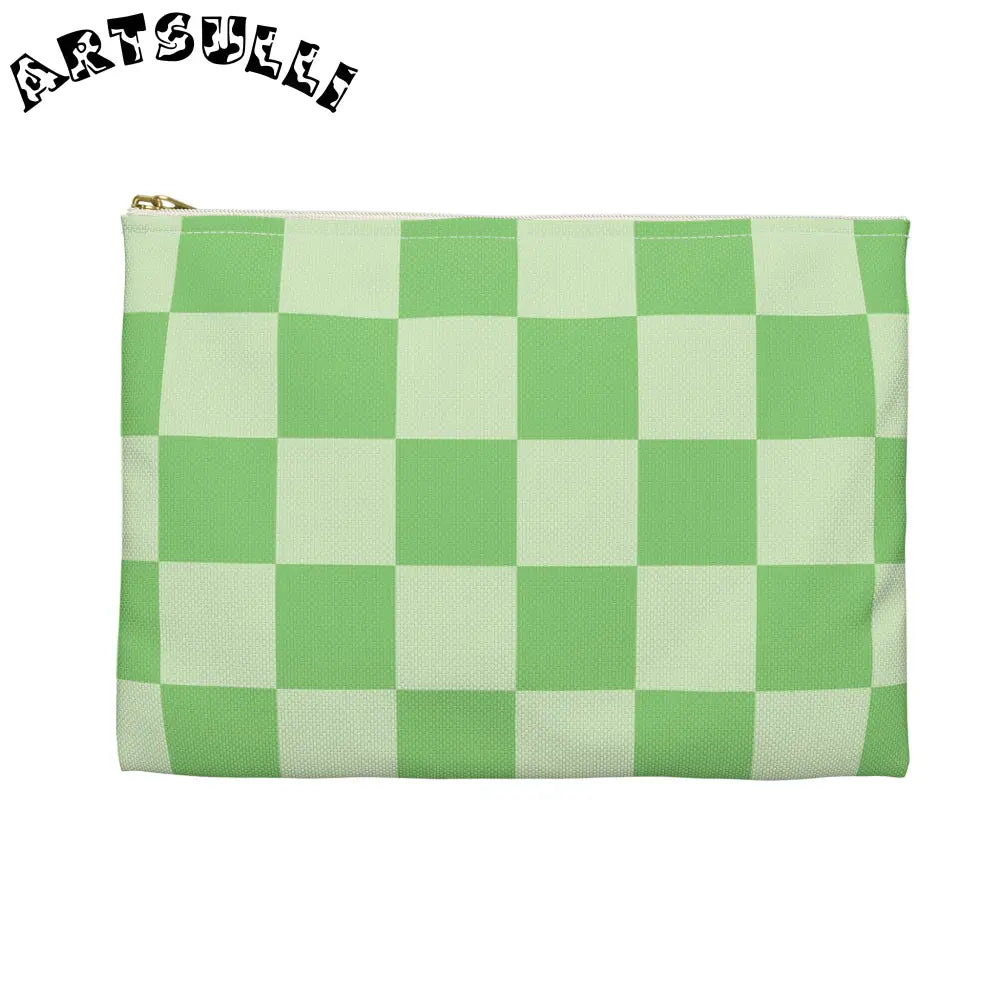 JAKKOUTTHEBXX Checkerboard Green Accessory Pouch JAKKOUTTHEBXX