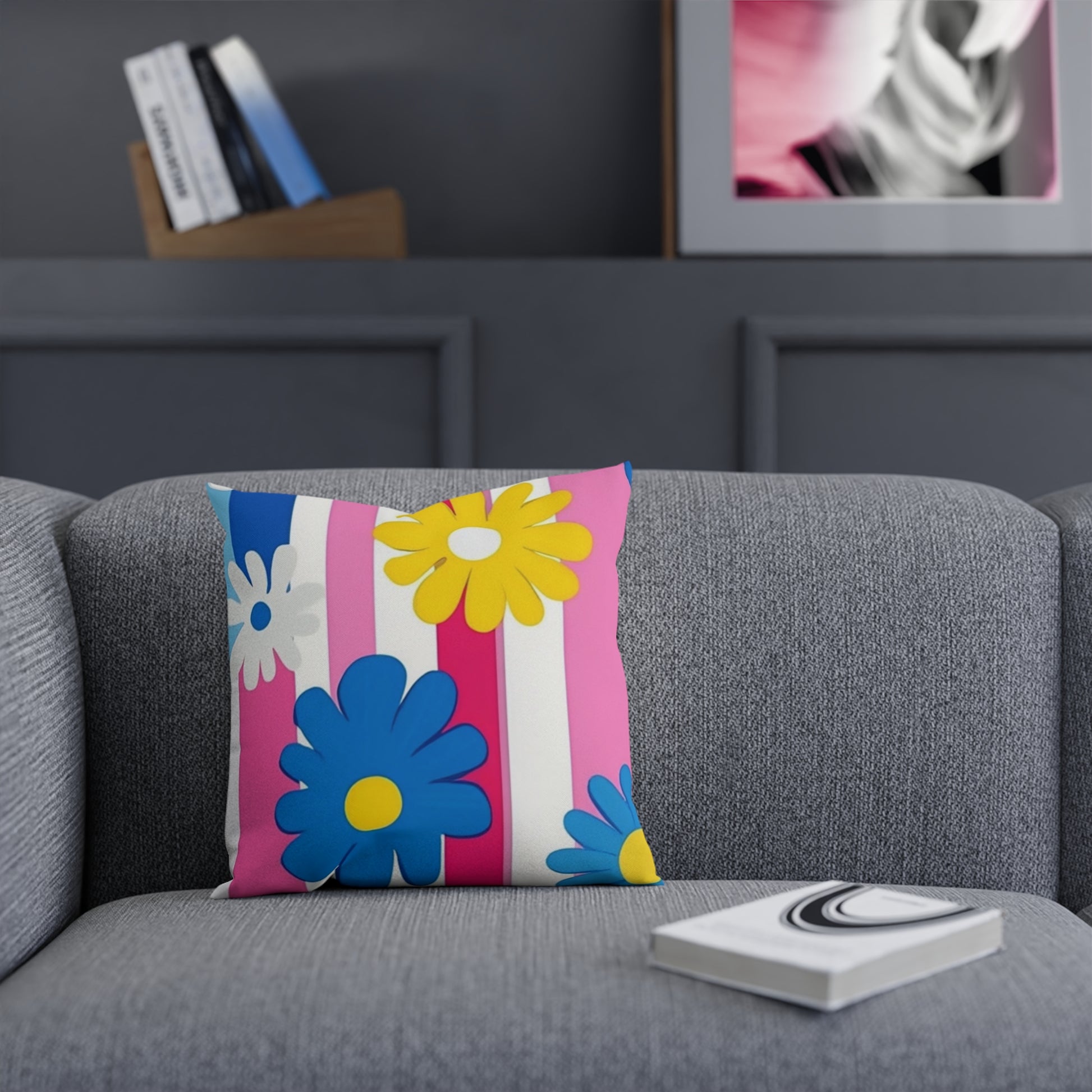Flowers x Stripes Multi-Color Cushion, Artsulli - Art is Long, Life is Short, Home Decor, , , , , , , 