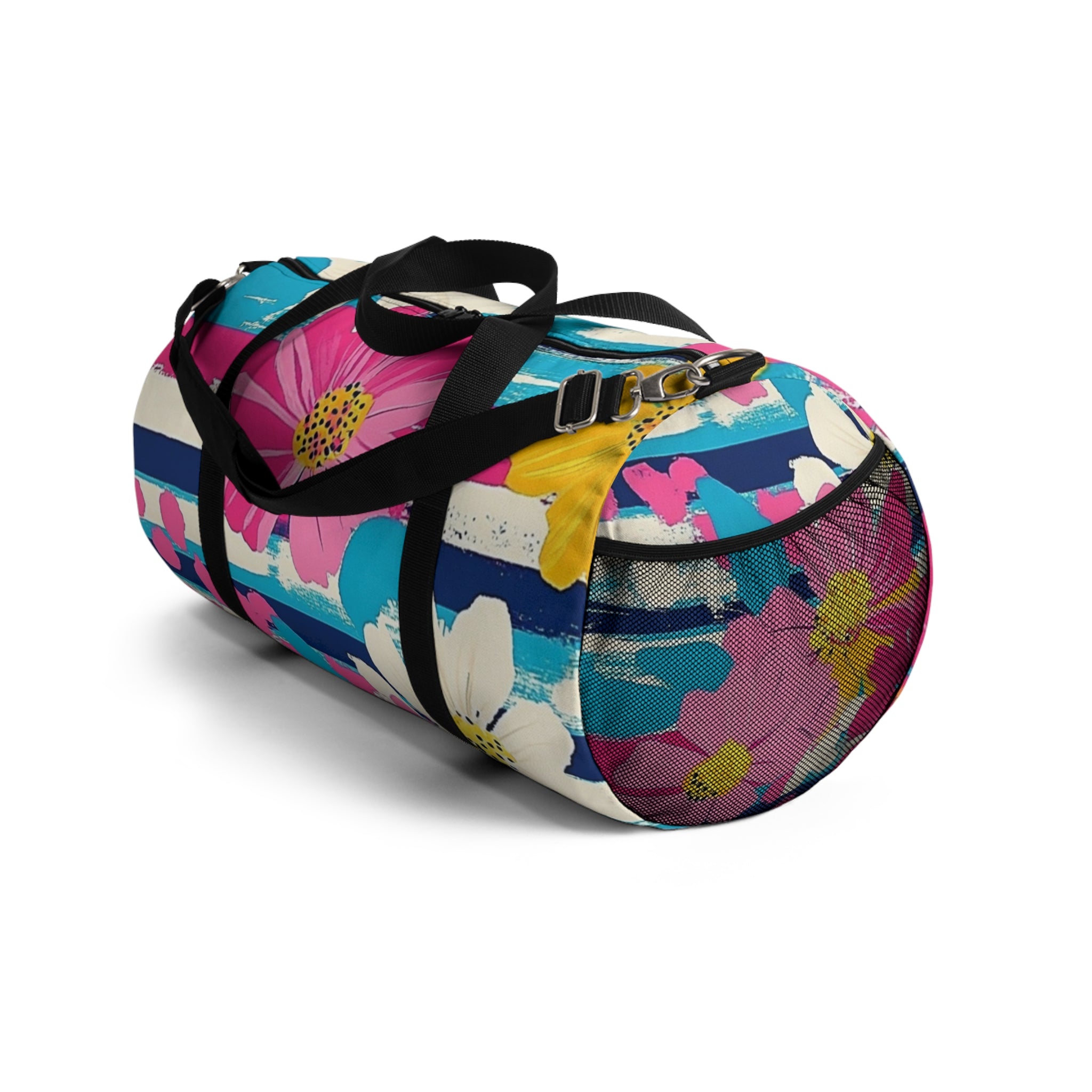 Dayglo Floral Stripes II Multi-Color Duffel Bag, Artsulli - Art is Long, Life is Short, Bags, , , , , , , 