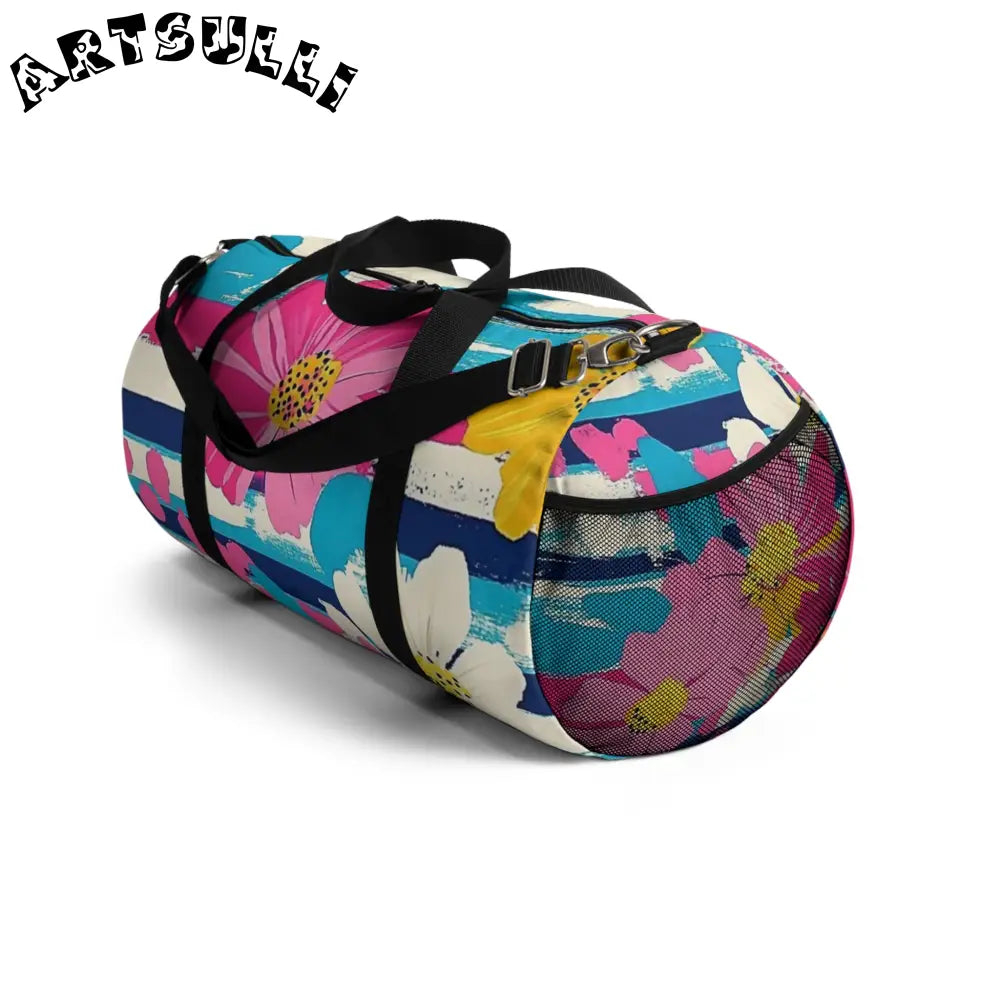 JAKKOUTTHEBXX Dayglo Floral Stripes II Multi-Color Duffel Bag