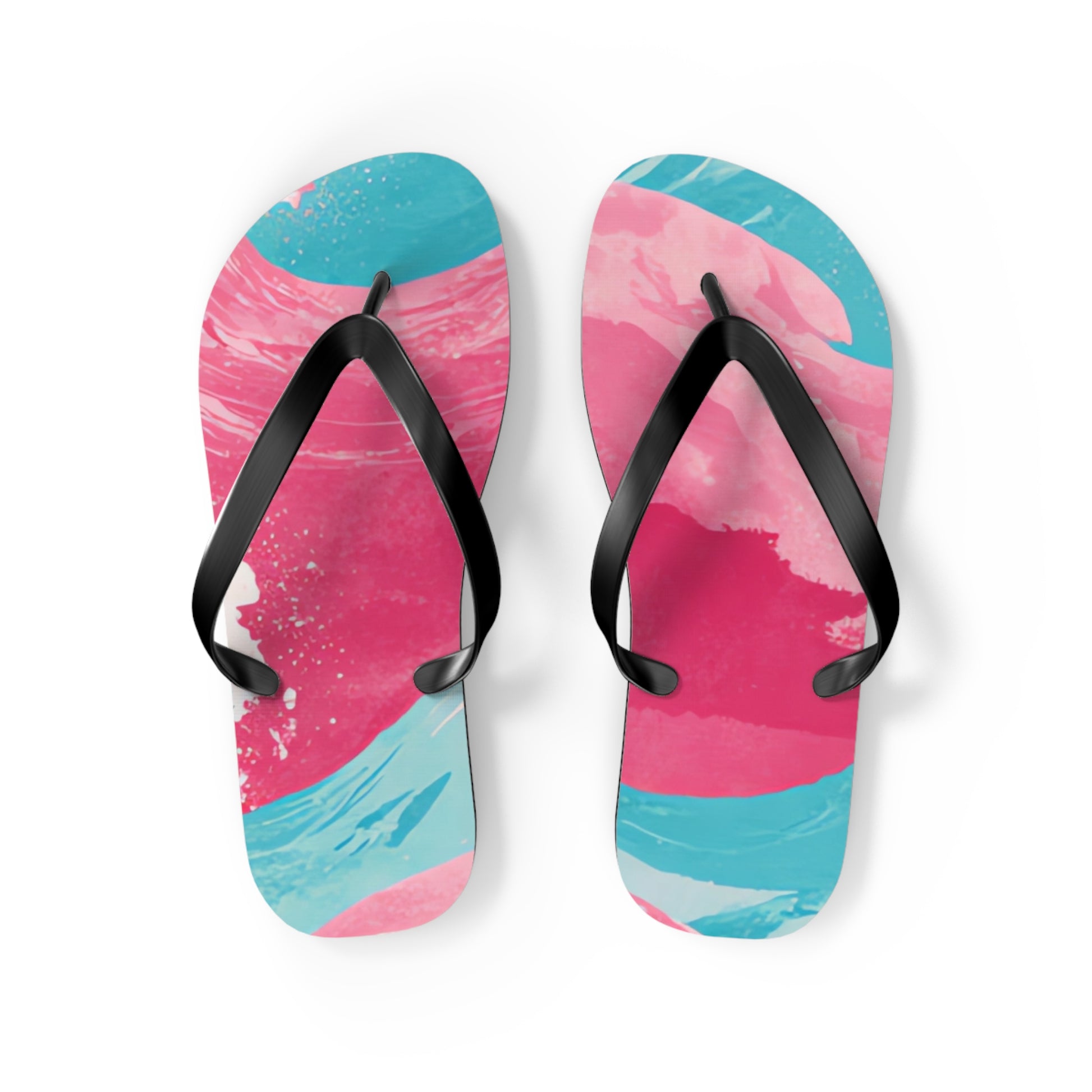 The Great Pastelwave Pink and Blue Flip Flops, Artsulli - Art is Long, Life is Short, Shoes, Size, M, Color, Black sole, , , 21796044308676706148