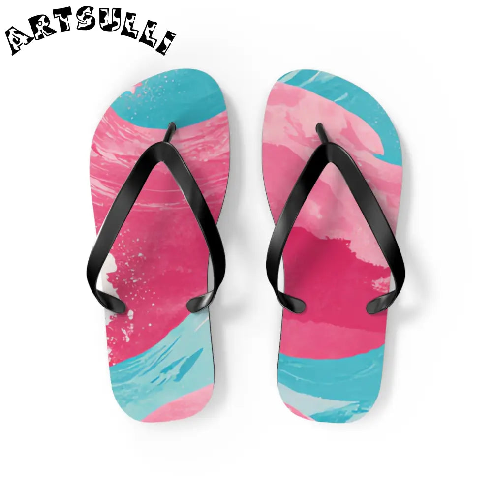JAKKOUTTHEBXX The Great Pastelwave Pink and Blue Flip Flops