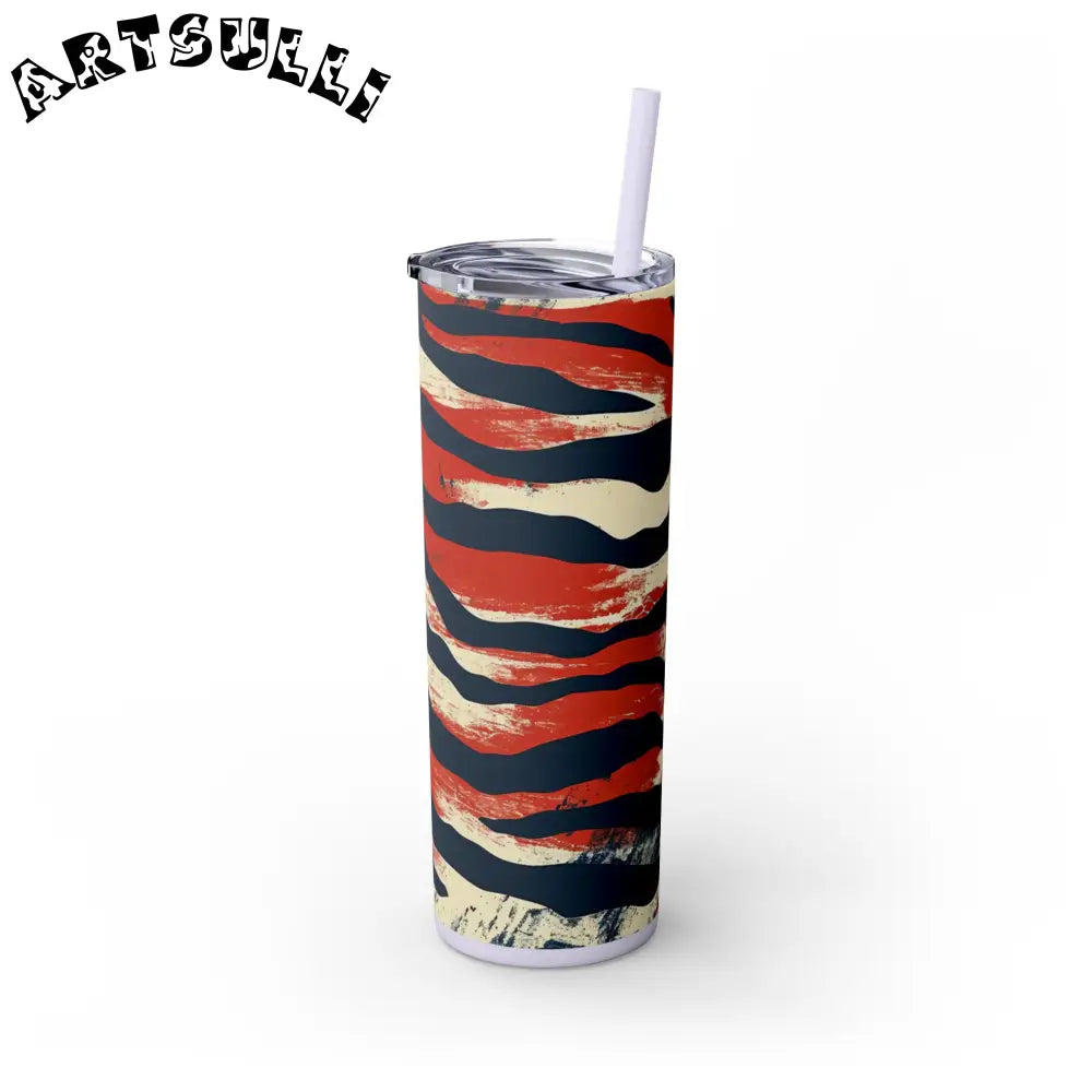 JAKKOUTTHEBXX Capricious Tiger Wave Skinny Tumbler with Straw 20oz