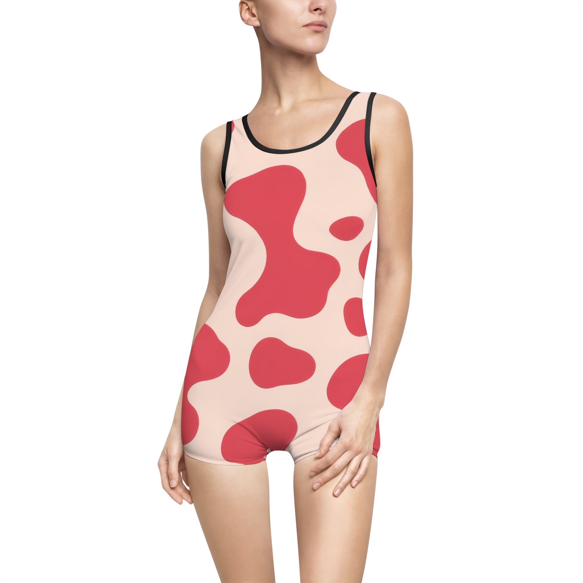 Red Jungle Cow Women's Vintage Swimsuit (AOP), Artsulli - Art is Long, Life is Short, All Over Prints, Color, Black, Size, XS, , , 55174686118030254634
