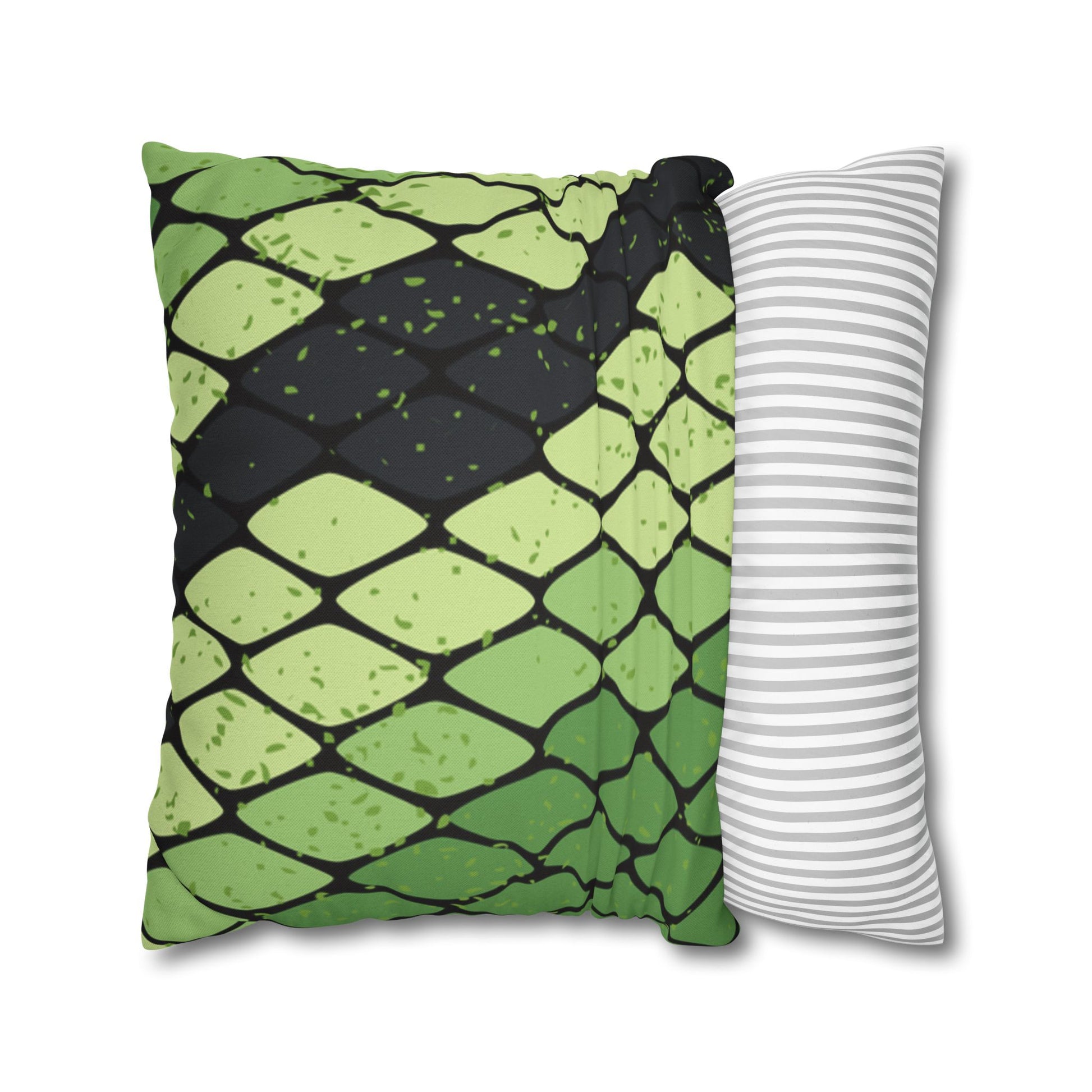 Snake Skin Green and Black Spun Polyester Square Pillowcase, Artsulli - Art is Long, Life is Short, Home Decor, , , , , , , 