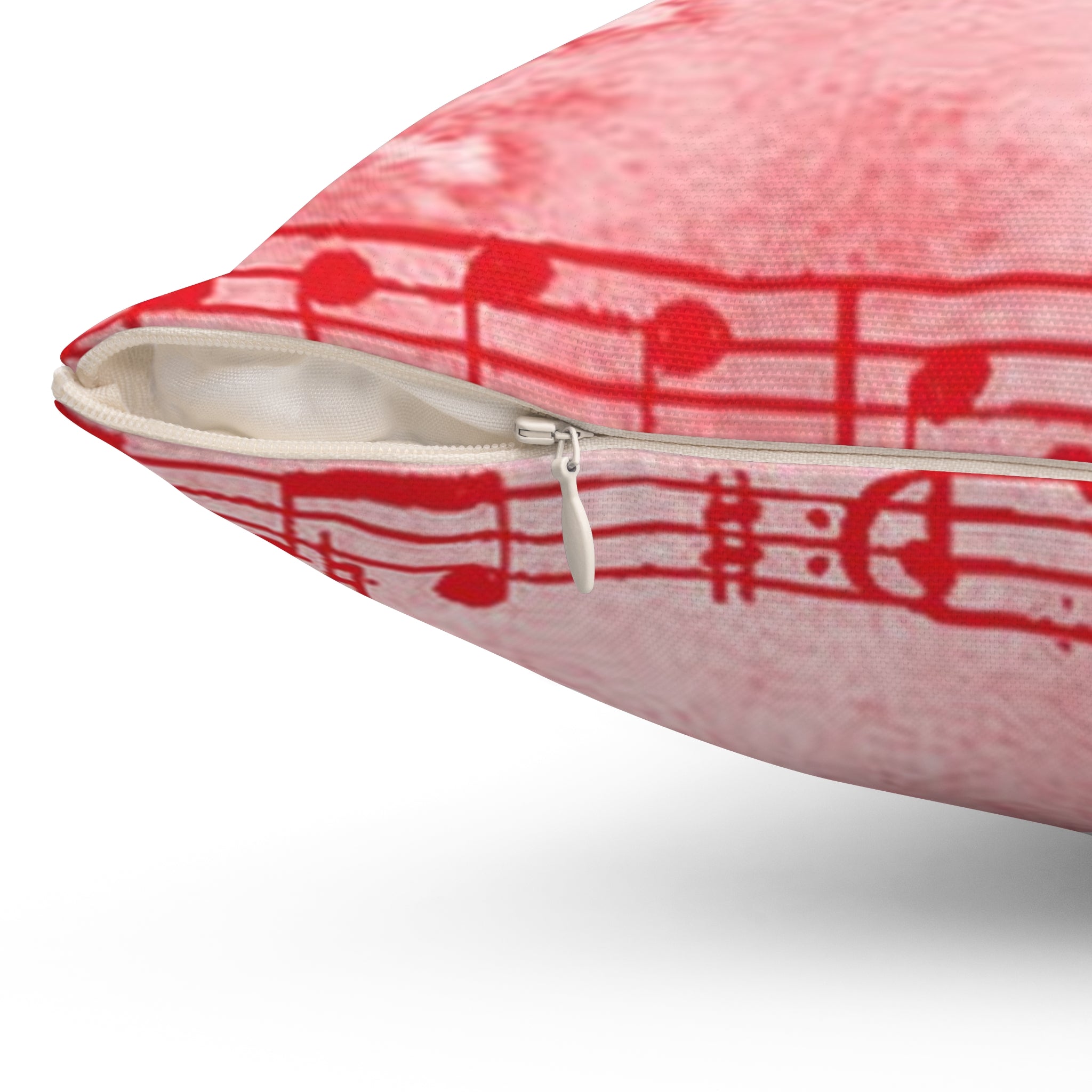 Drip Spill Type Beat Sheet Music Red Spun Polyester Square Pillow, Artsulli - Art is Long, Life is Short, Home Decor, , , , , , , 