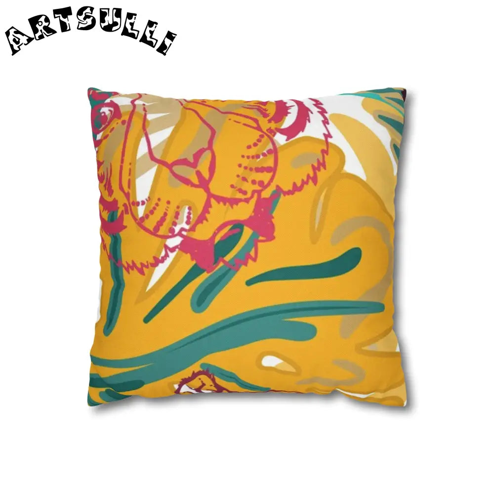 JAKKOUTTHEBXX Tropical Jungle Tigers Brown and Green Spun Polyester