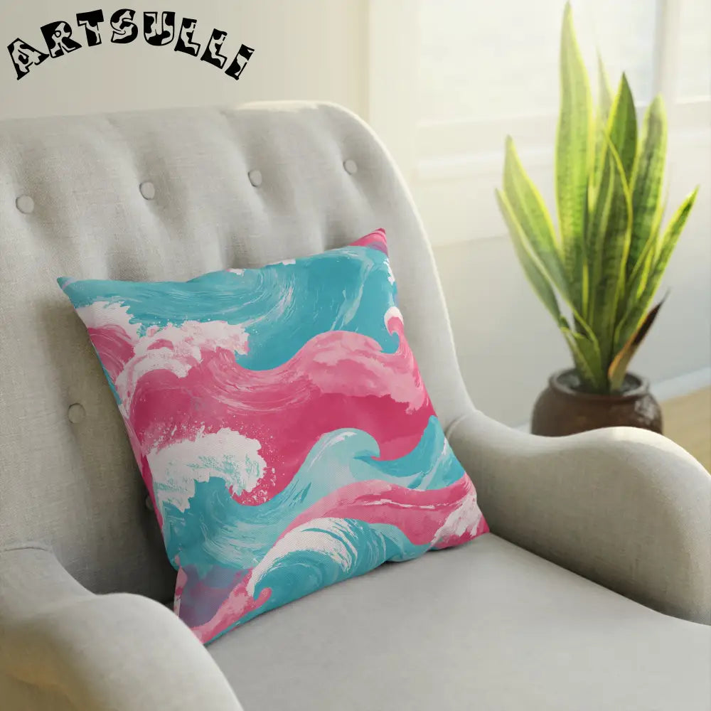 JAKKOUTTHEBXX The Great Pastelwave Pink and Blue Cushion