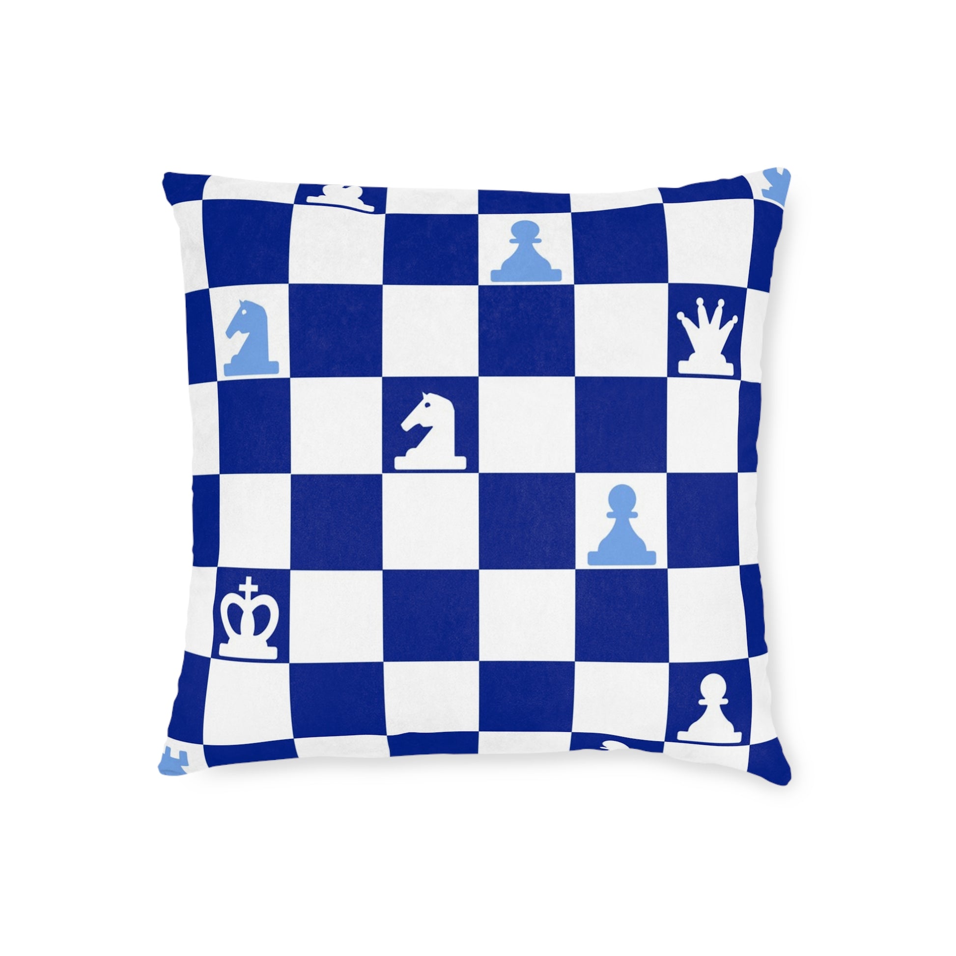 Chessboard Navy Blue Square Pillow, Artsulli - Art is Long, Life is Short, Home Decor, Size, 18" × 18", , , , , 28540410068236692601
