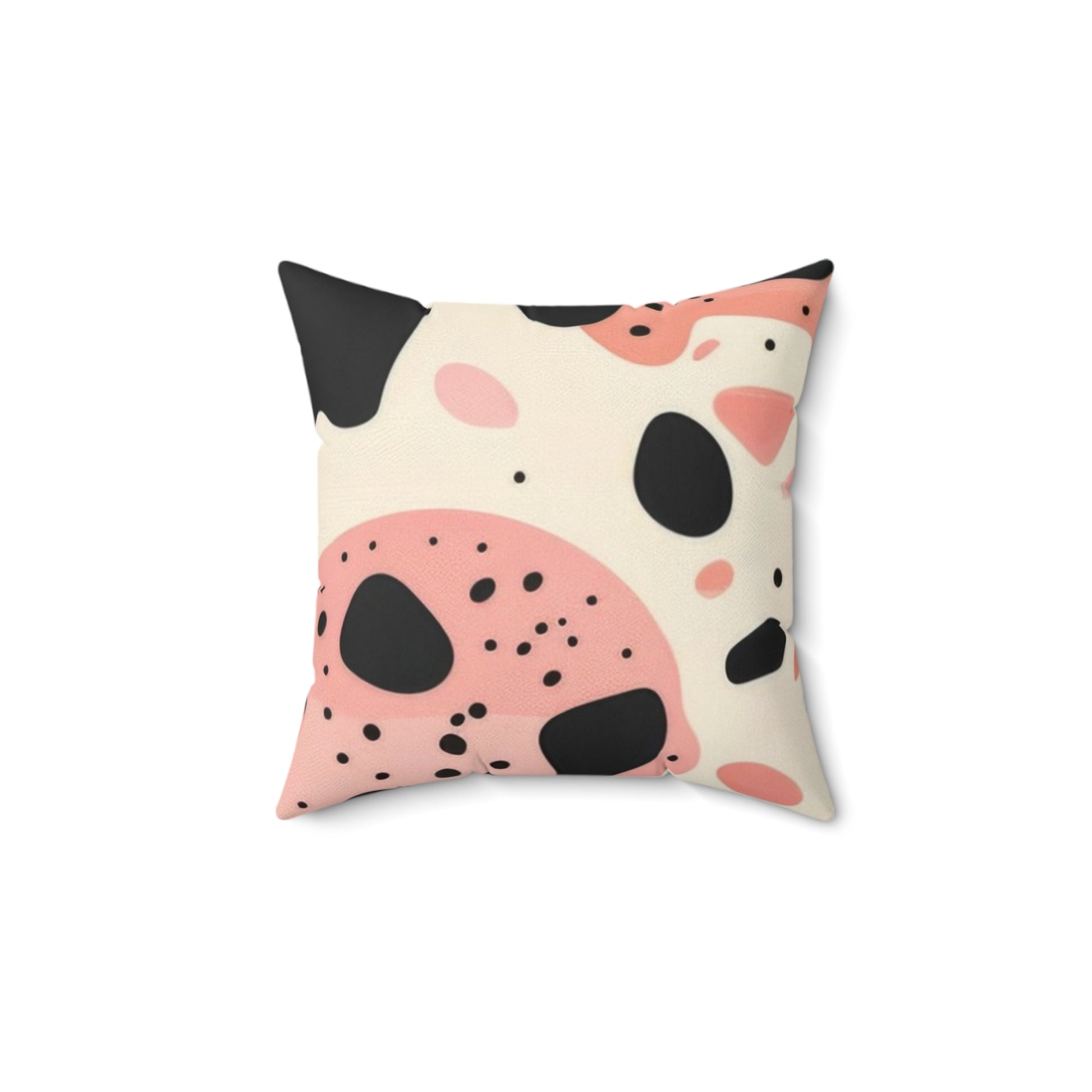 Organic Cow Print Cream and Pink Spun Polyester Square Pillow, Artsulli - Art is Long, Life is Short, Home Decor, , , , , , , 