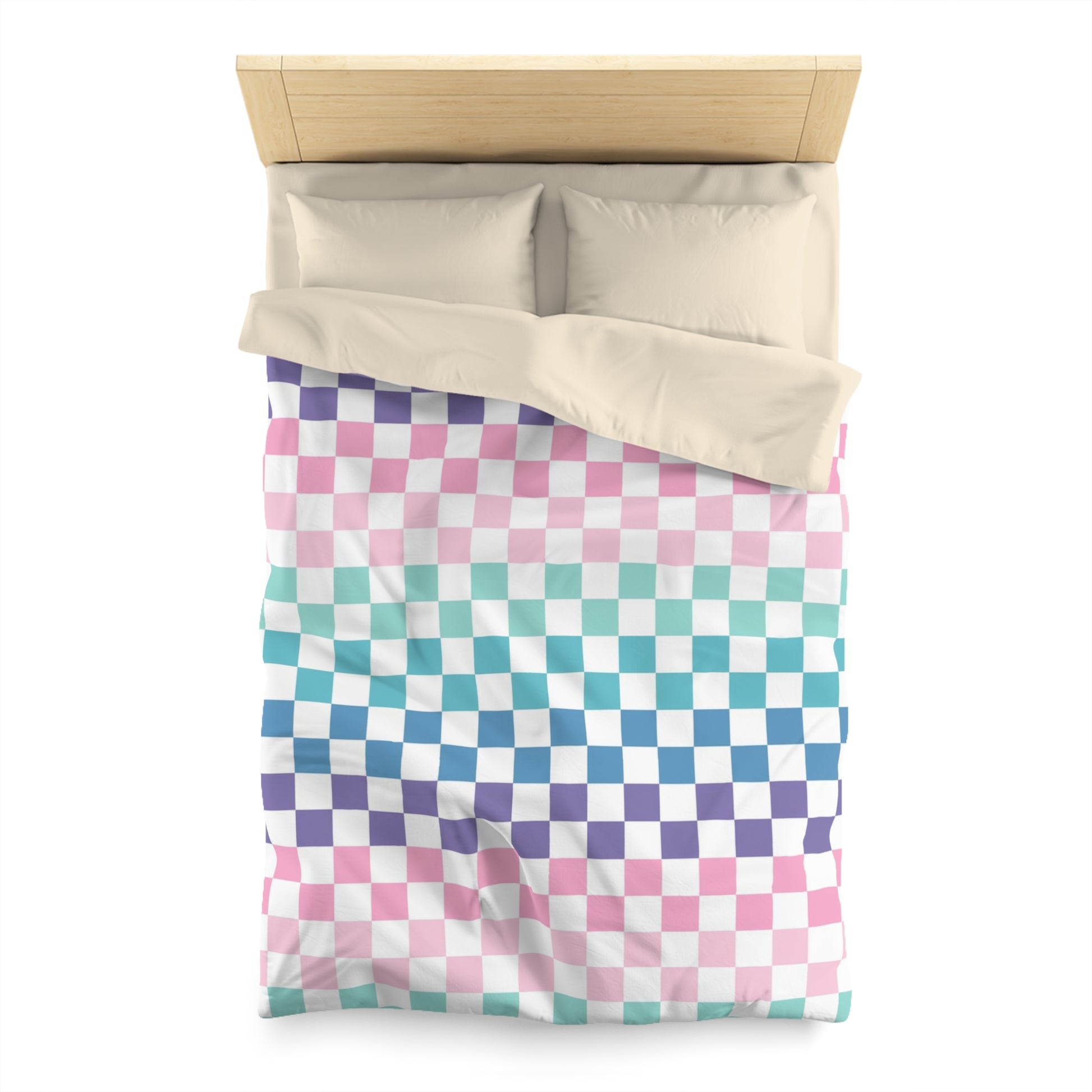 Vaporwave Rainbow  Checkerboard Multi-Color Microfiber Duvet Cover, Artsulli - Art is Long, Life is Short, Home Decor, , , , , , , 