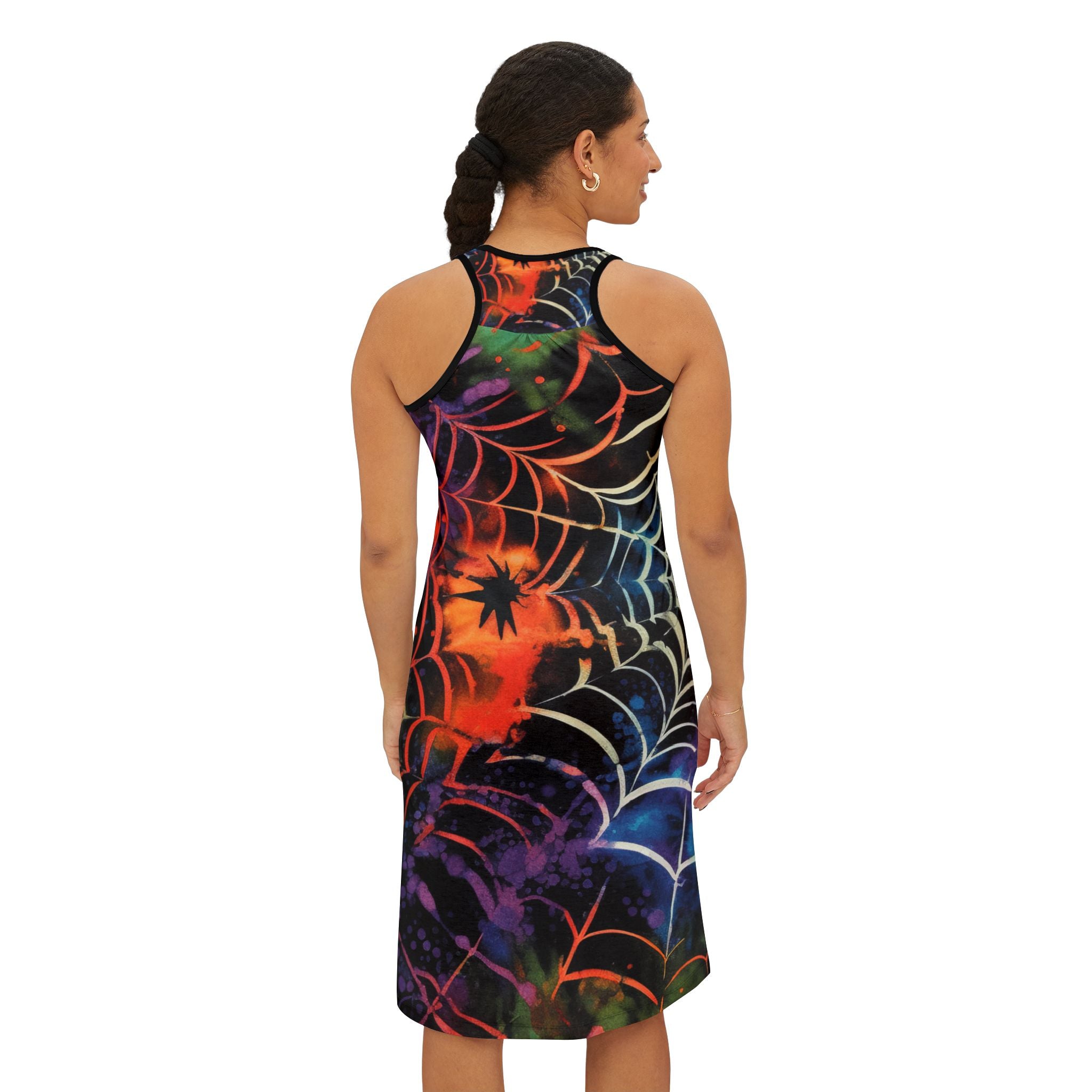 Spider Web Tie Dye Women's Racerback Dress (AOP), Artsulli - Art is Long, Life is Short, Tank Top, , , , , , , 