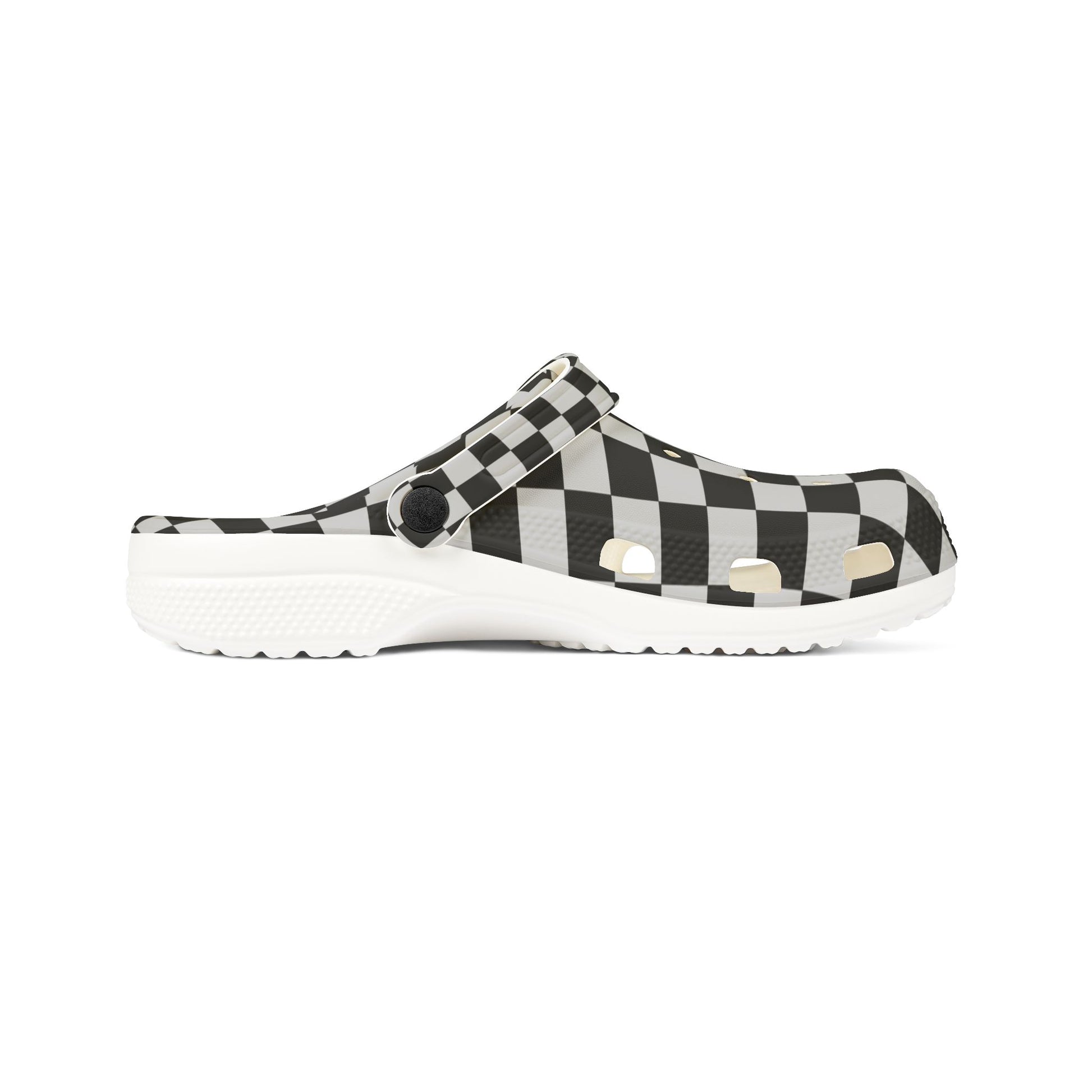 Checkerboard Dada Black and Light Gray EVA Foam Rubber Shoes (AOP), Artsulli - Art is Long, Life is Short, Shoes, , , , , , , 
